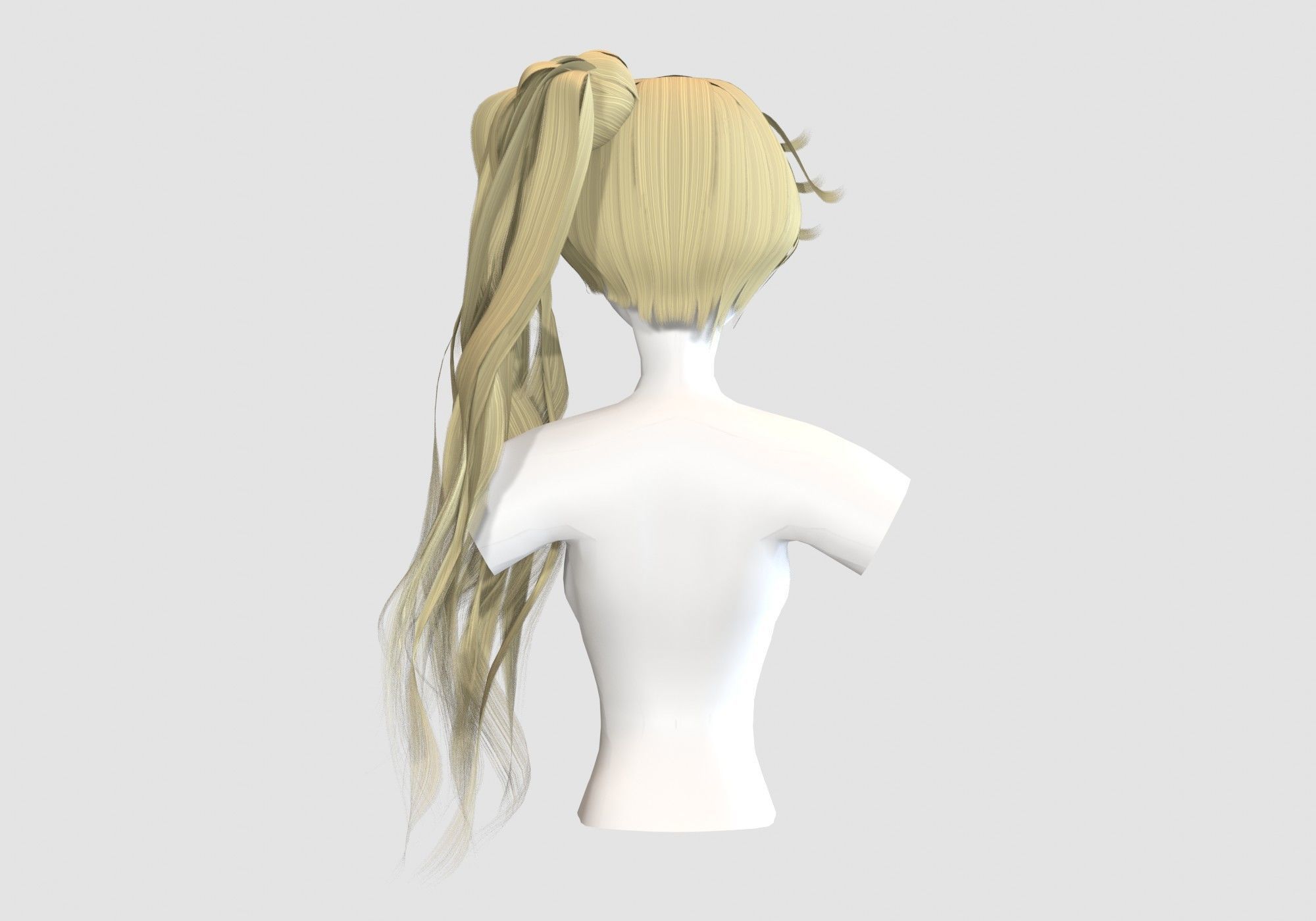 Pigtail Female Hairstyle Low-poly 3D model_4