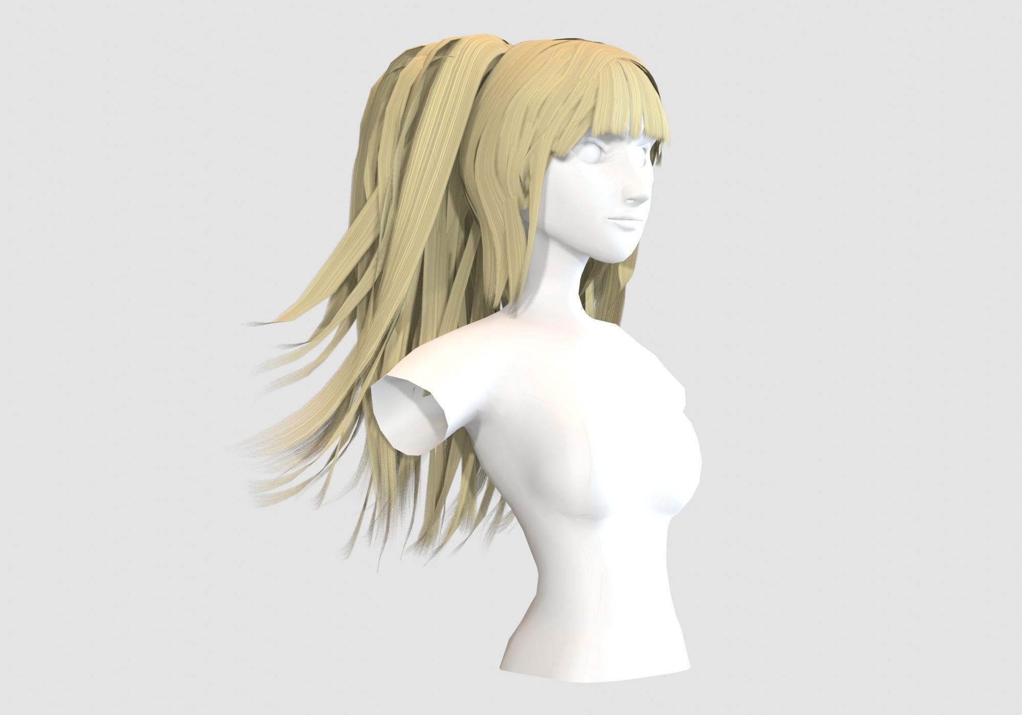 Female Stylized Hairstyle  3D model_1