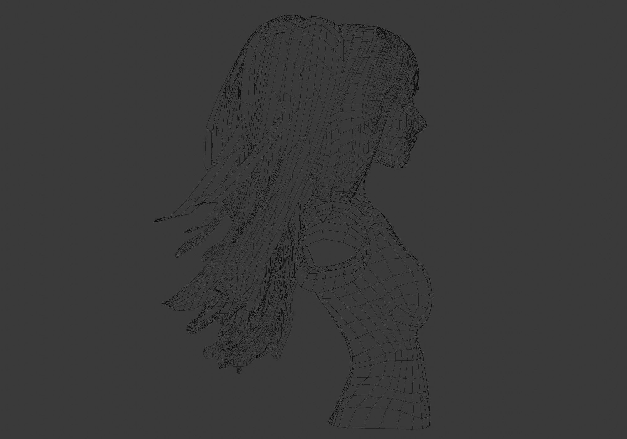 Female Stylized Hairstyle  3D model_7