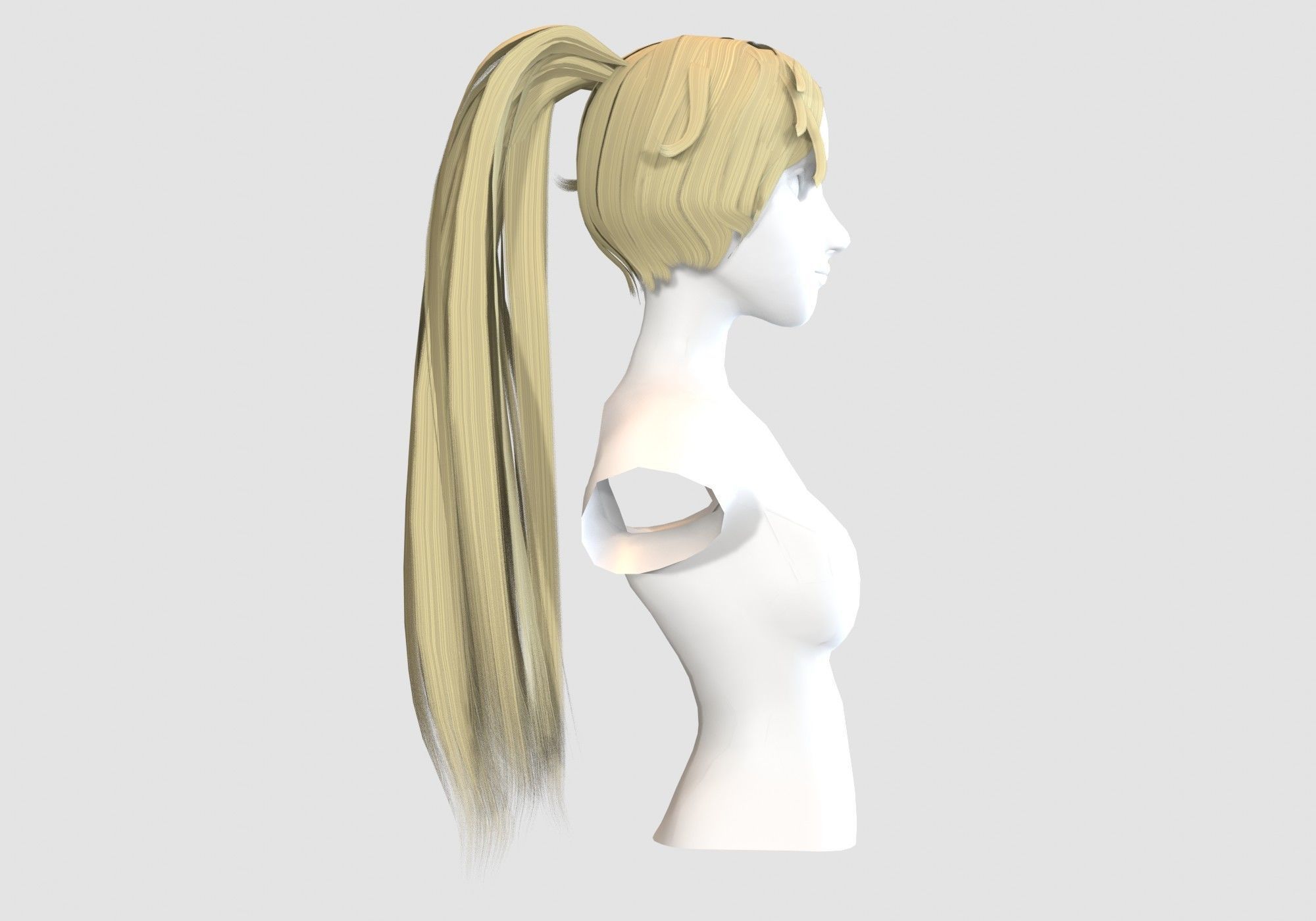 Female Long Hairstyle 3D model_2