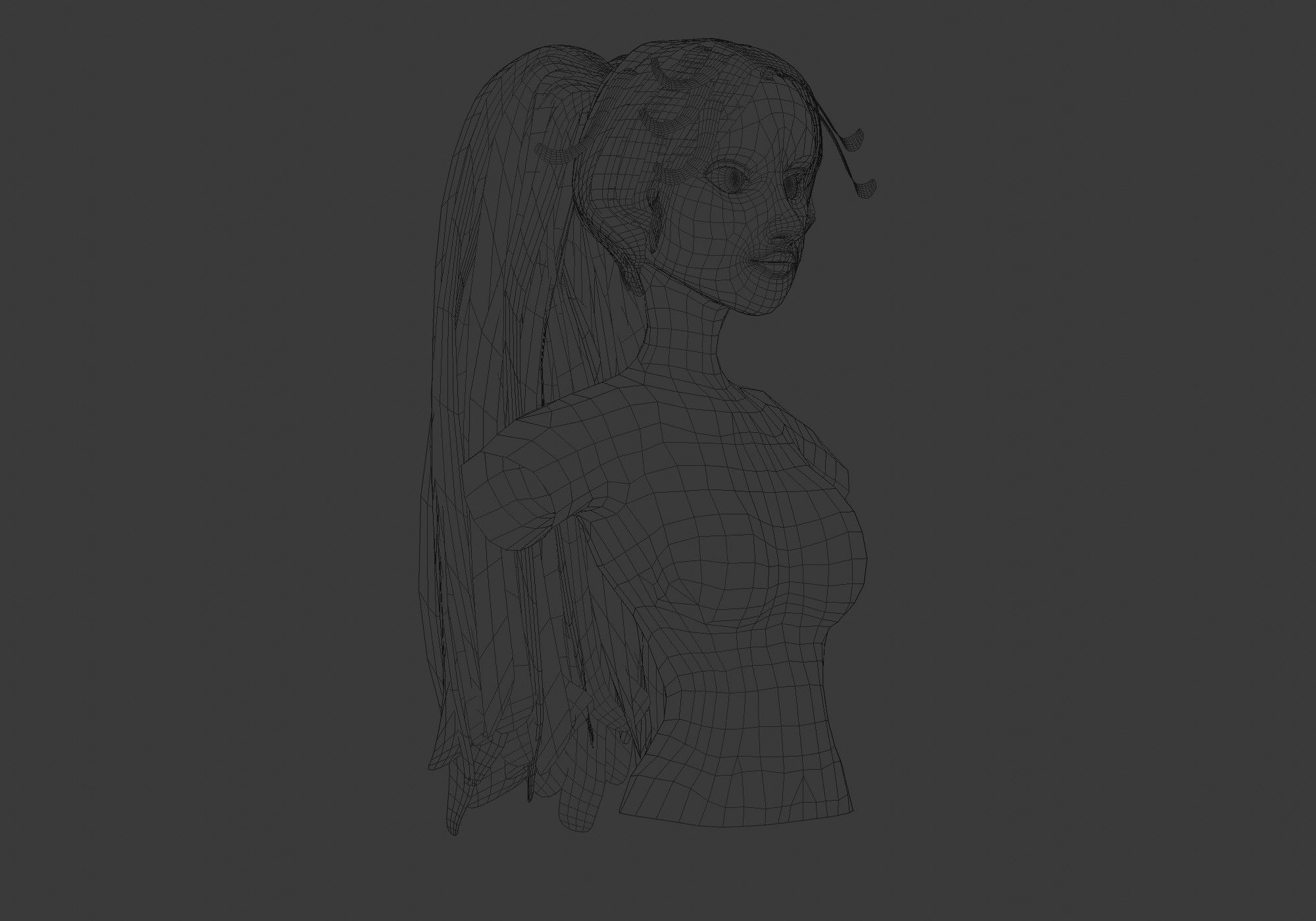 Female Long Hairstyle 3D model_6
