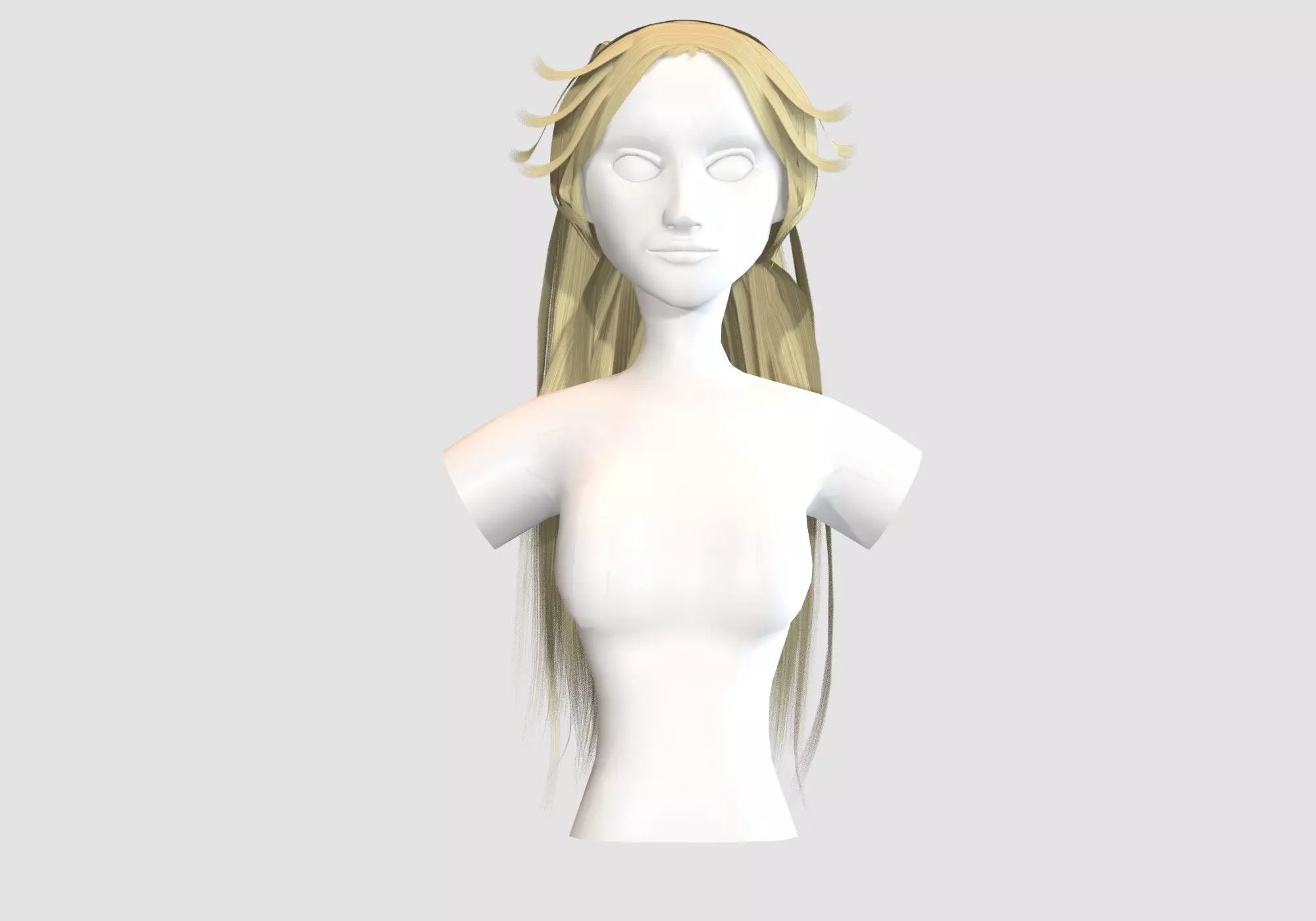 Female Long Hairstyle 3D model_0