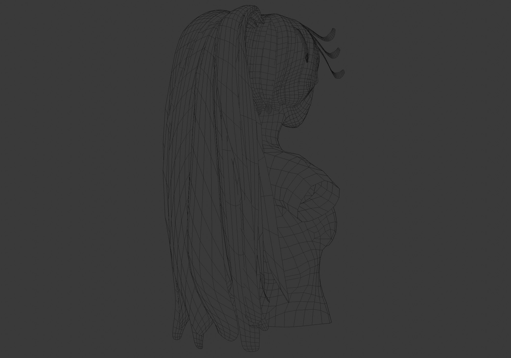 Female Long Hairstyle 3D model_8