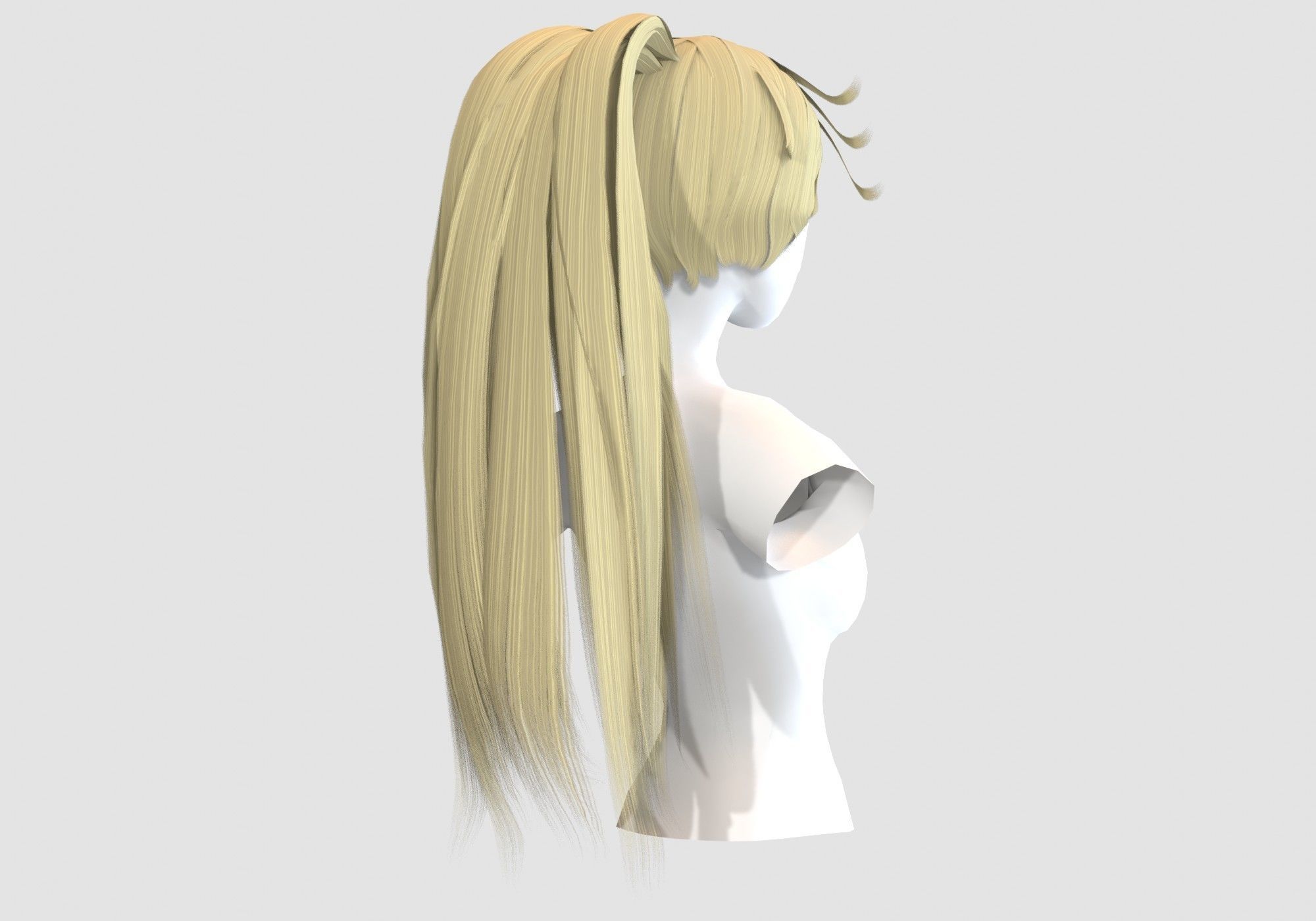 Female Long Hairstyle 3D model_3