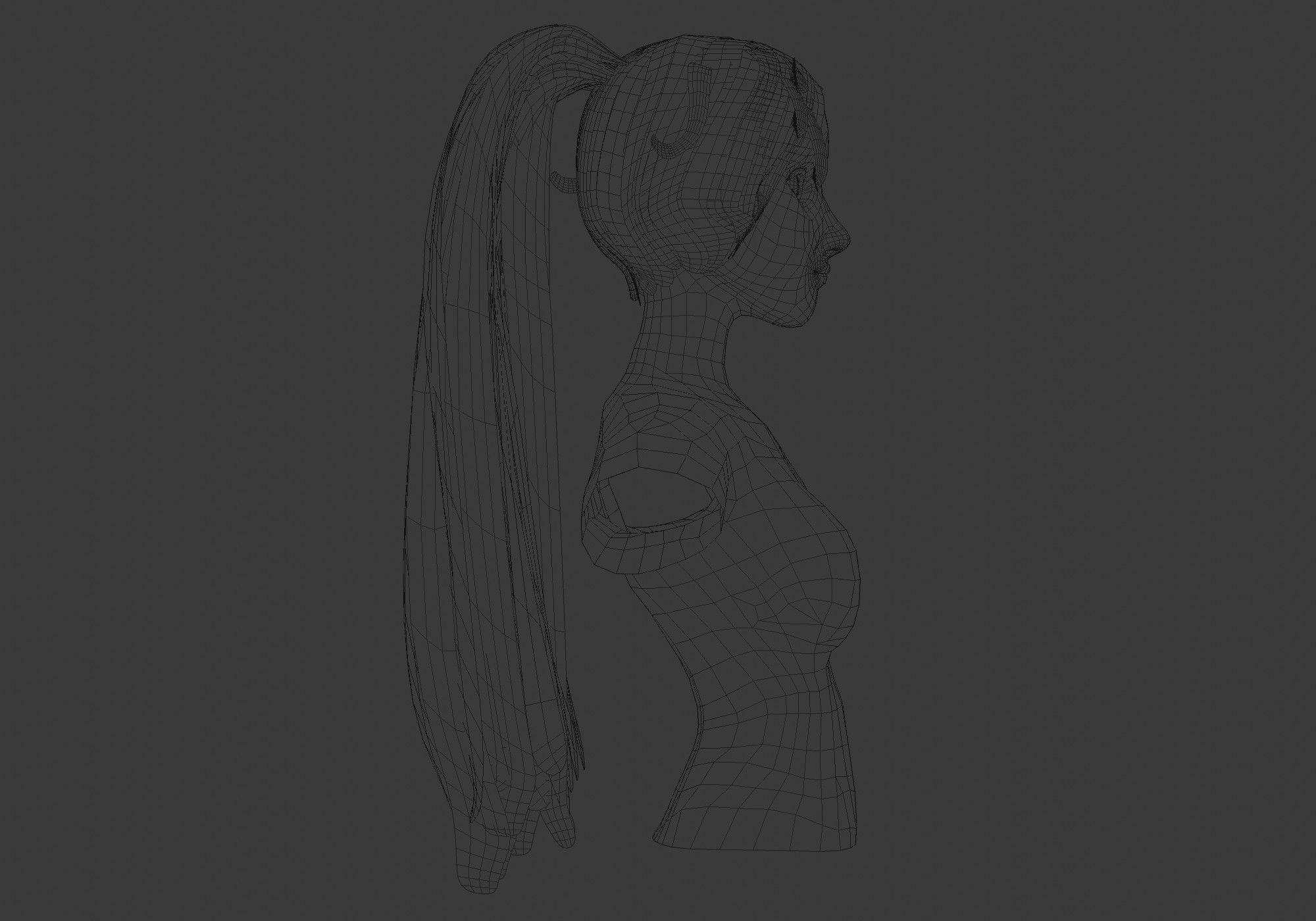 Female Long Hairstyle 3D model_7