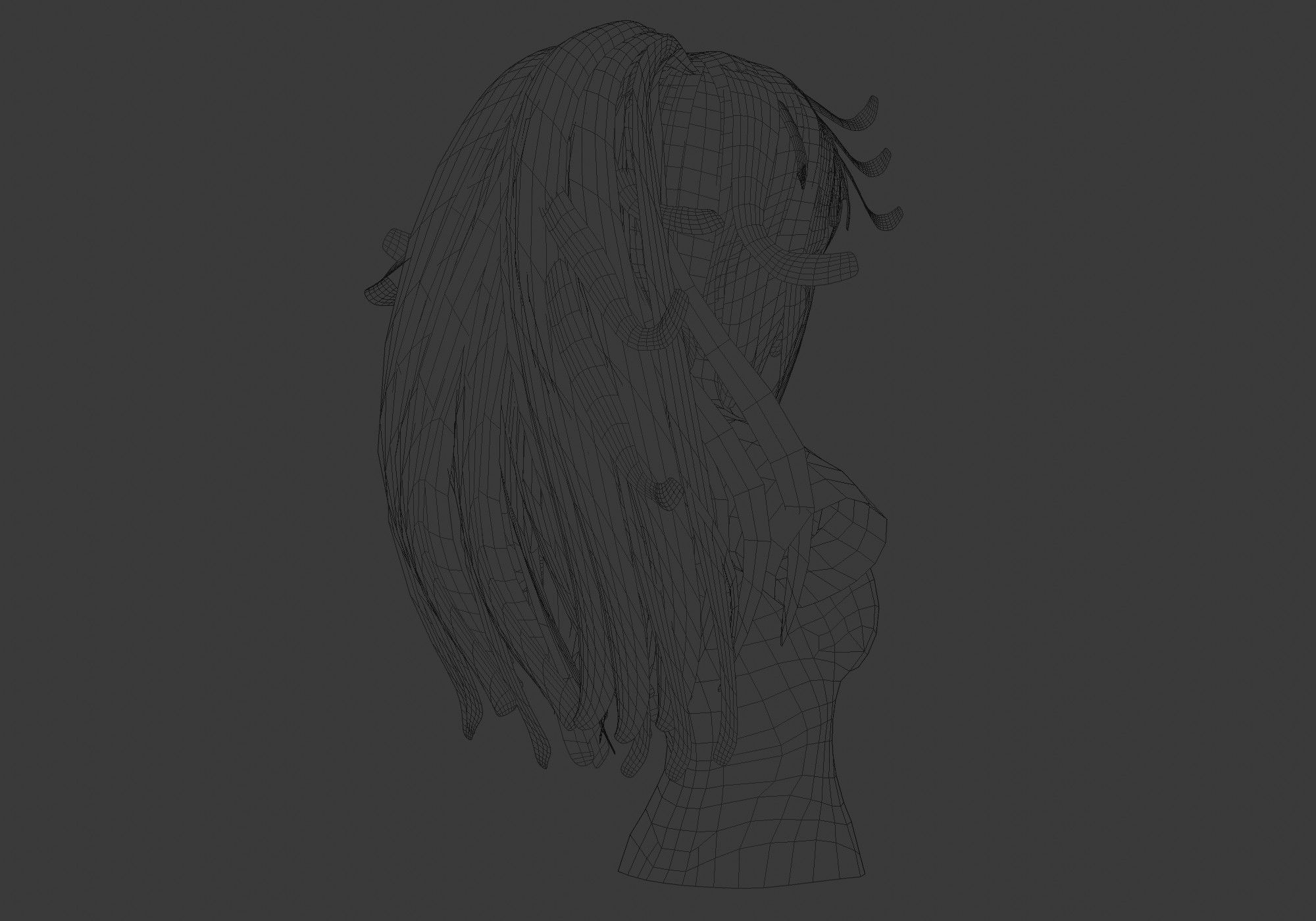 Female Anime Hairstyle Low-poly 3D model_8