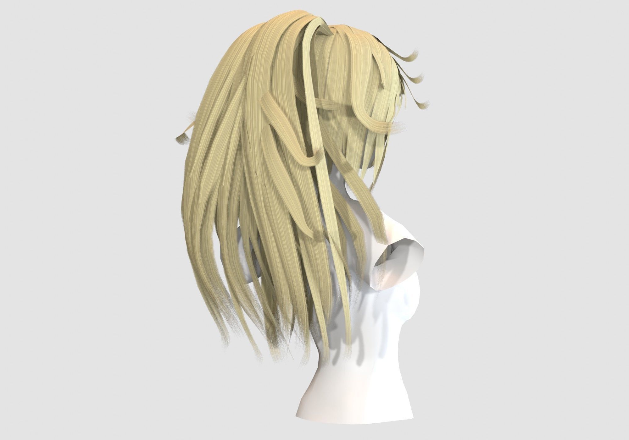 Female Anime Hairstyle Low-poly 3D model_3