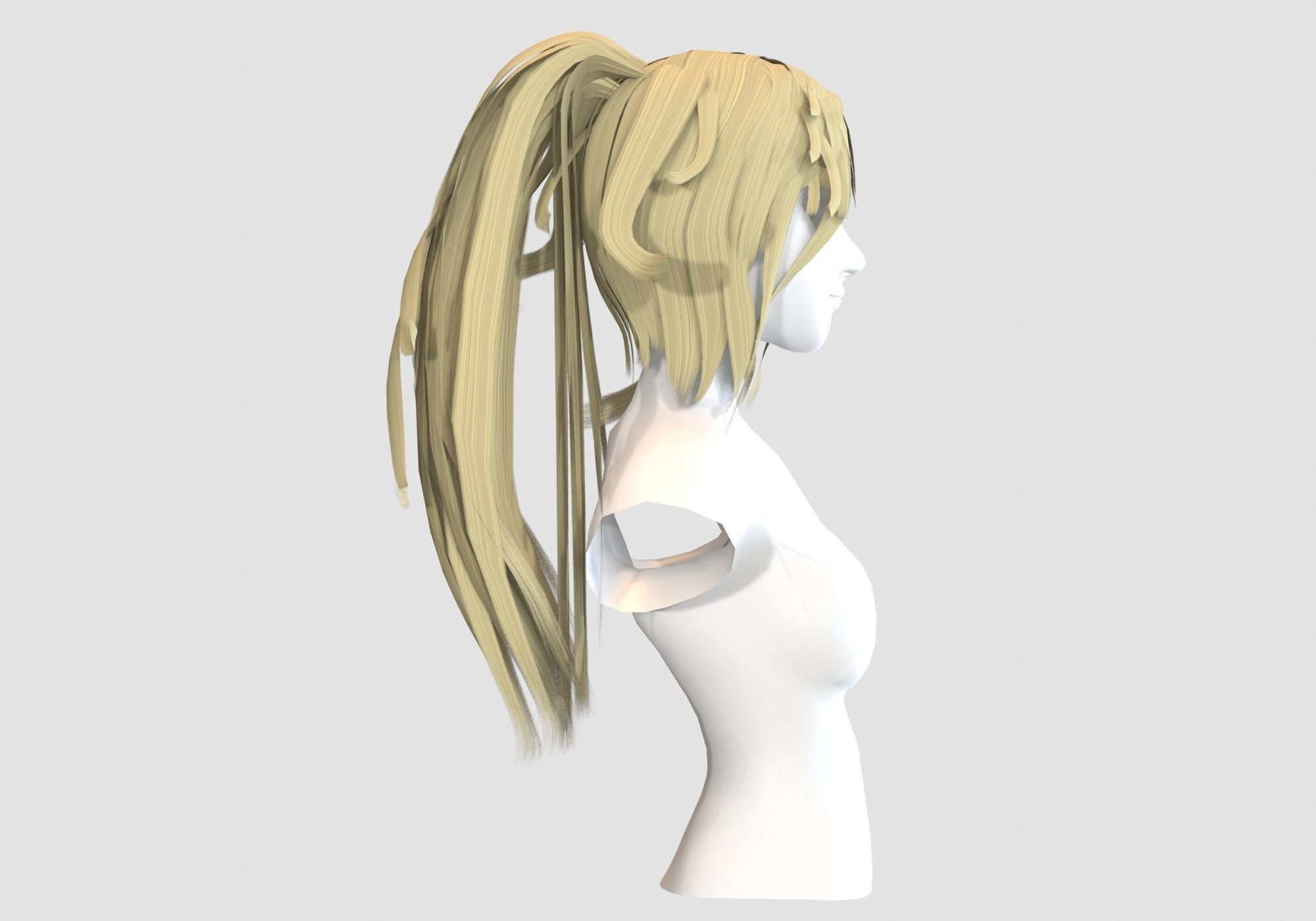 Female Anime Hairstyle Low-poly 3D model_2