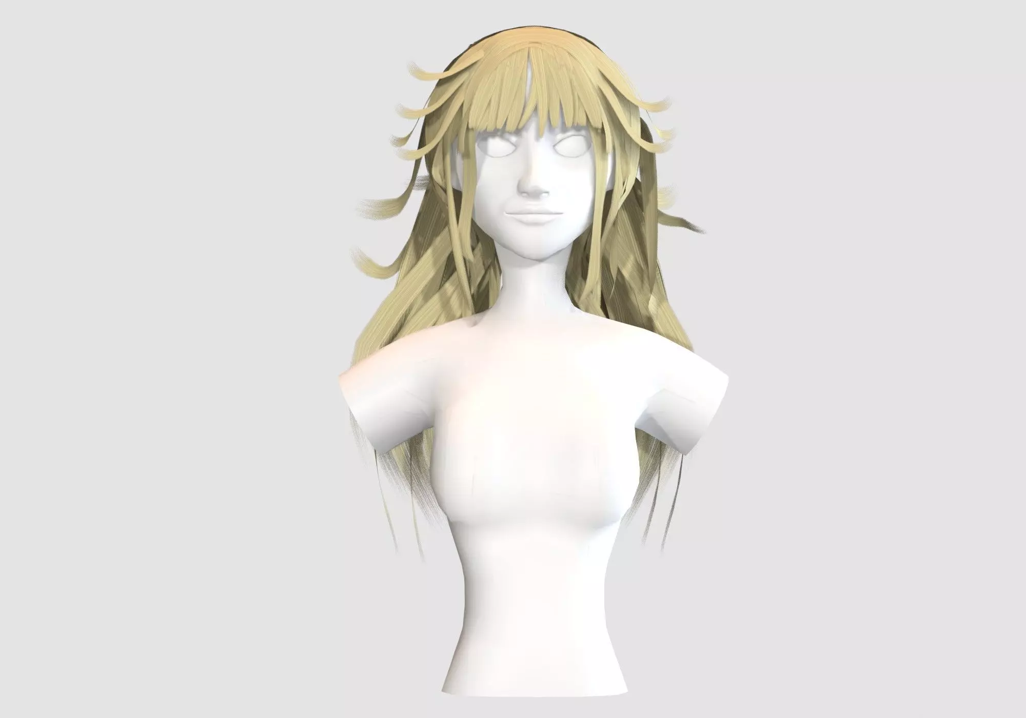 Female Anime Hairstyle Low-poly 3D model_0