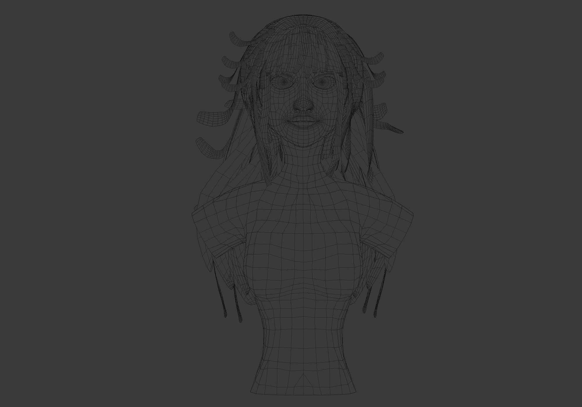 Female Anime Hairstyle Low-poly 3D model_5