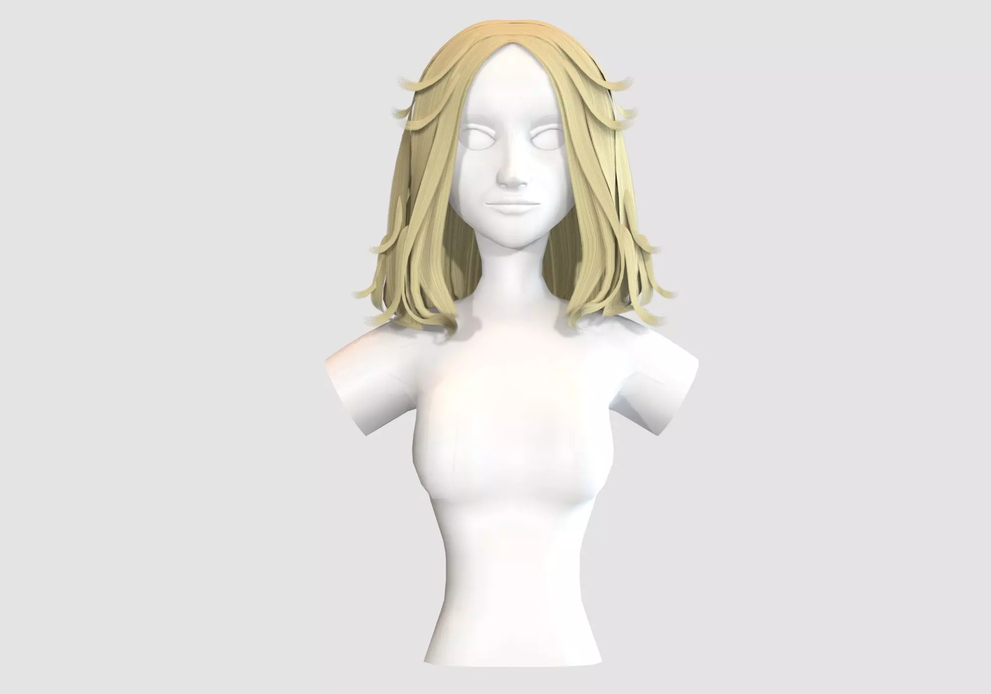 Cute Female Hairstyle Low-poly 3D model_0