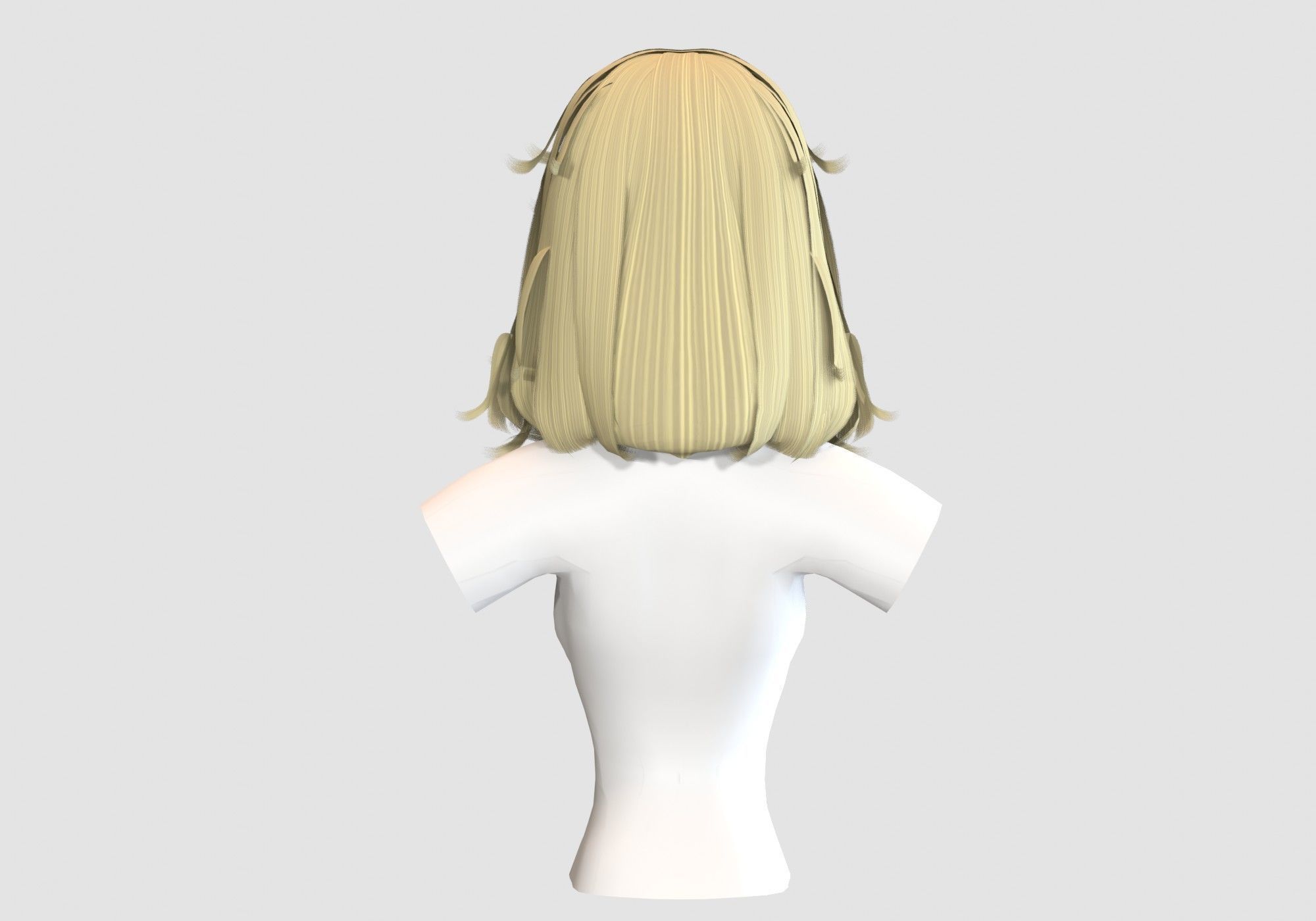 Cute Female Hairstyle Low-poly 3D model_4