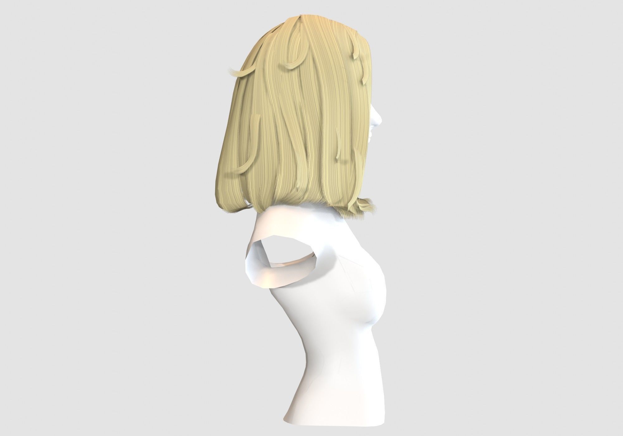 Cute Female Hairstyle Low-poly 3D model_2
