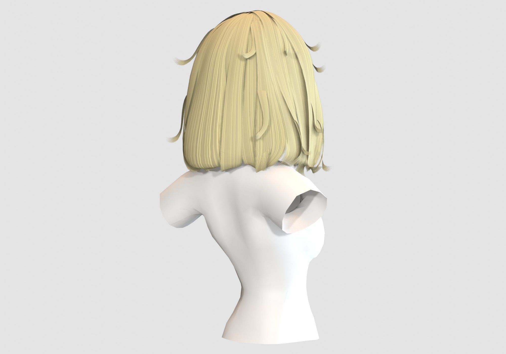 Cute Female Hairstyle Low-poly 3D model_3