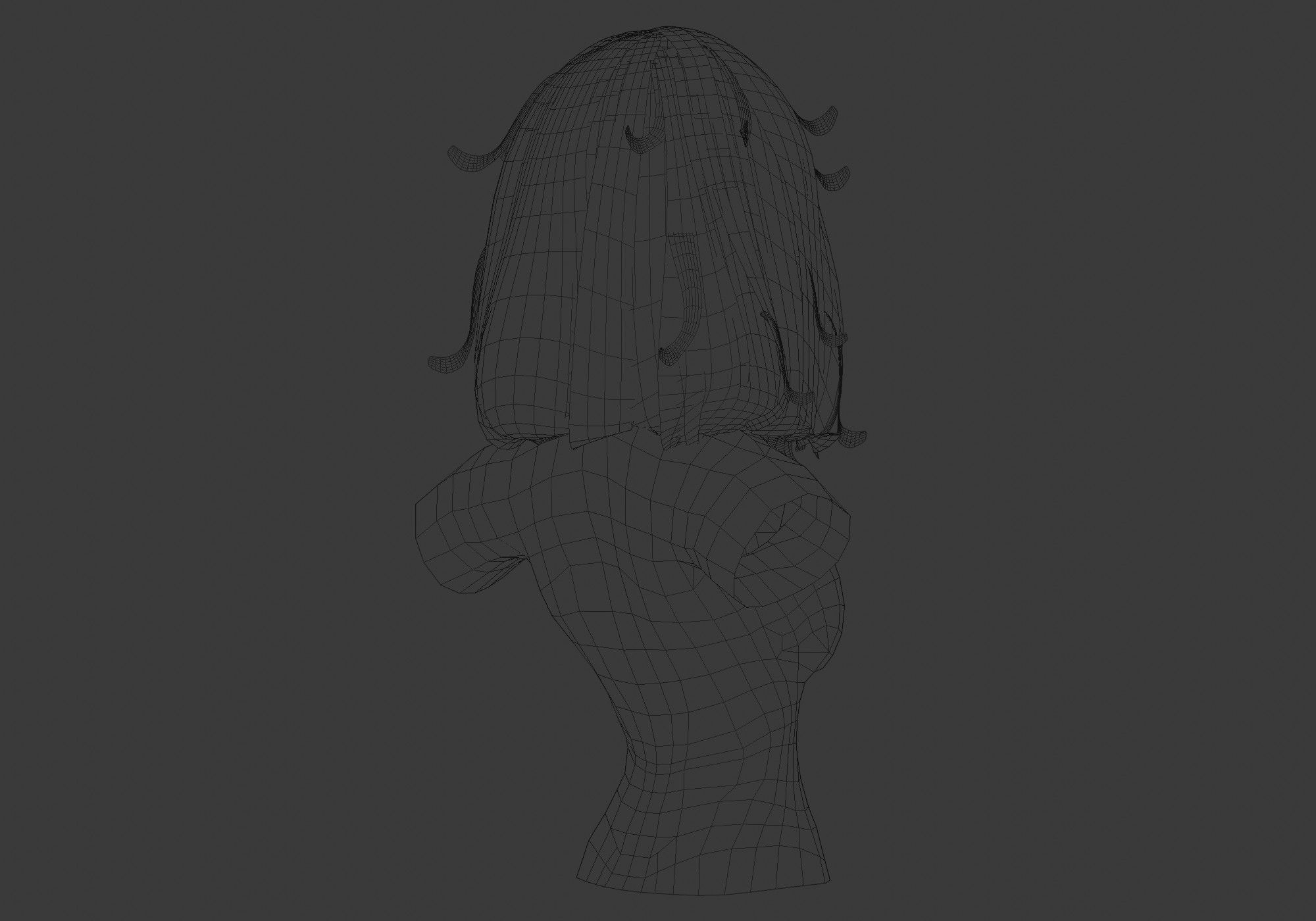 Cute Female Hairstyle Low-poly 3D model_8