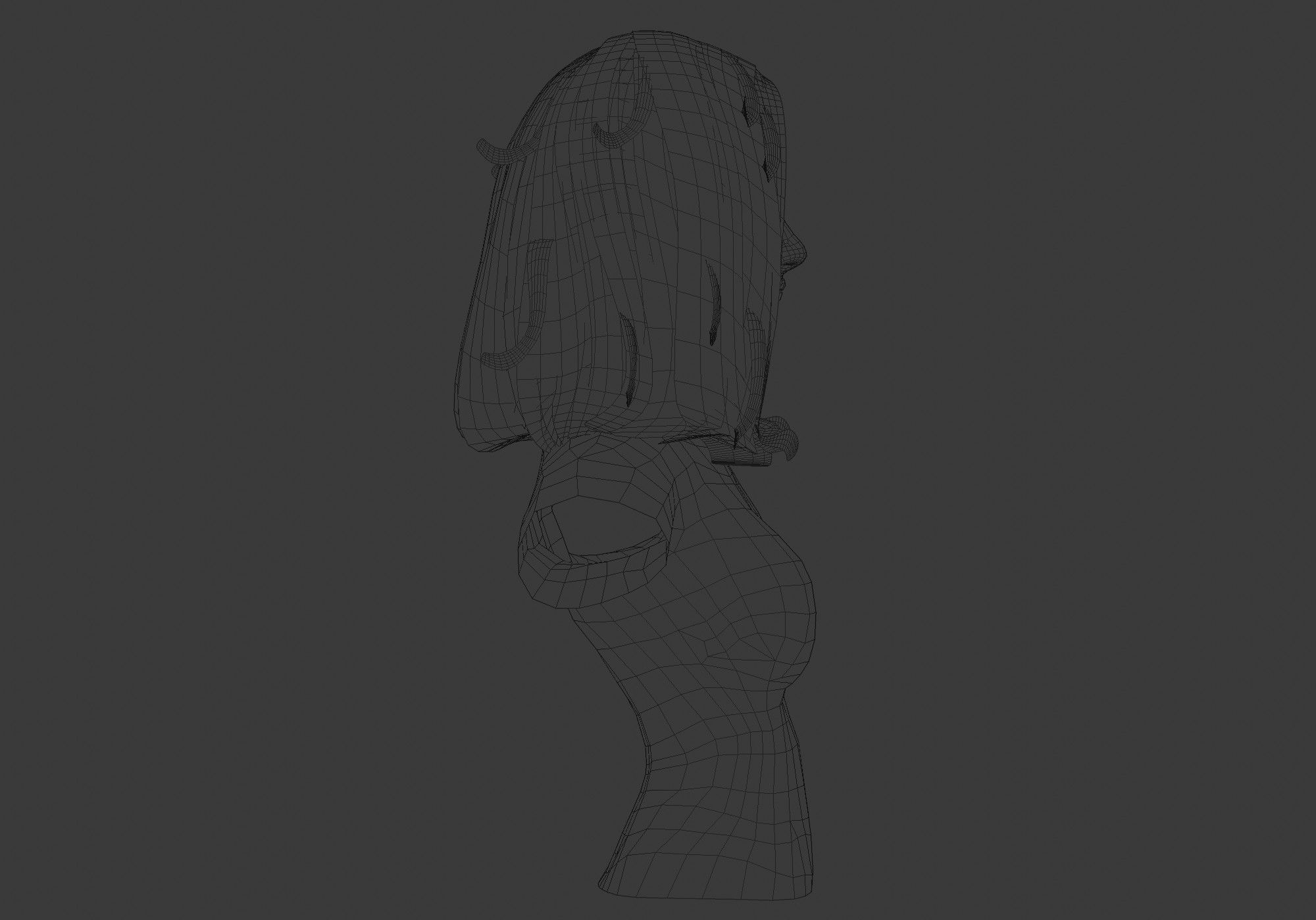 Cute Female Hairstyle Low-poly 3D model_7