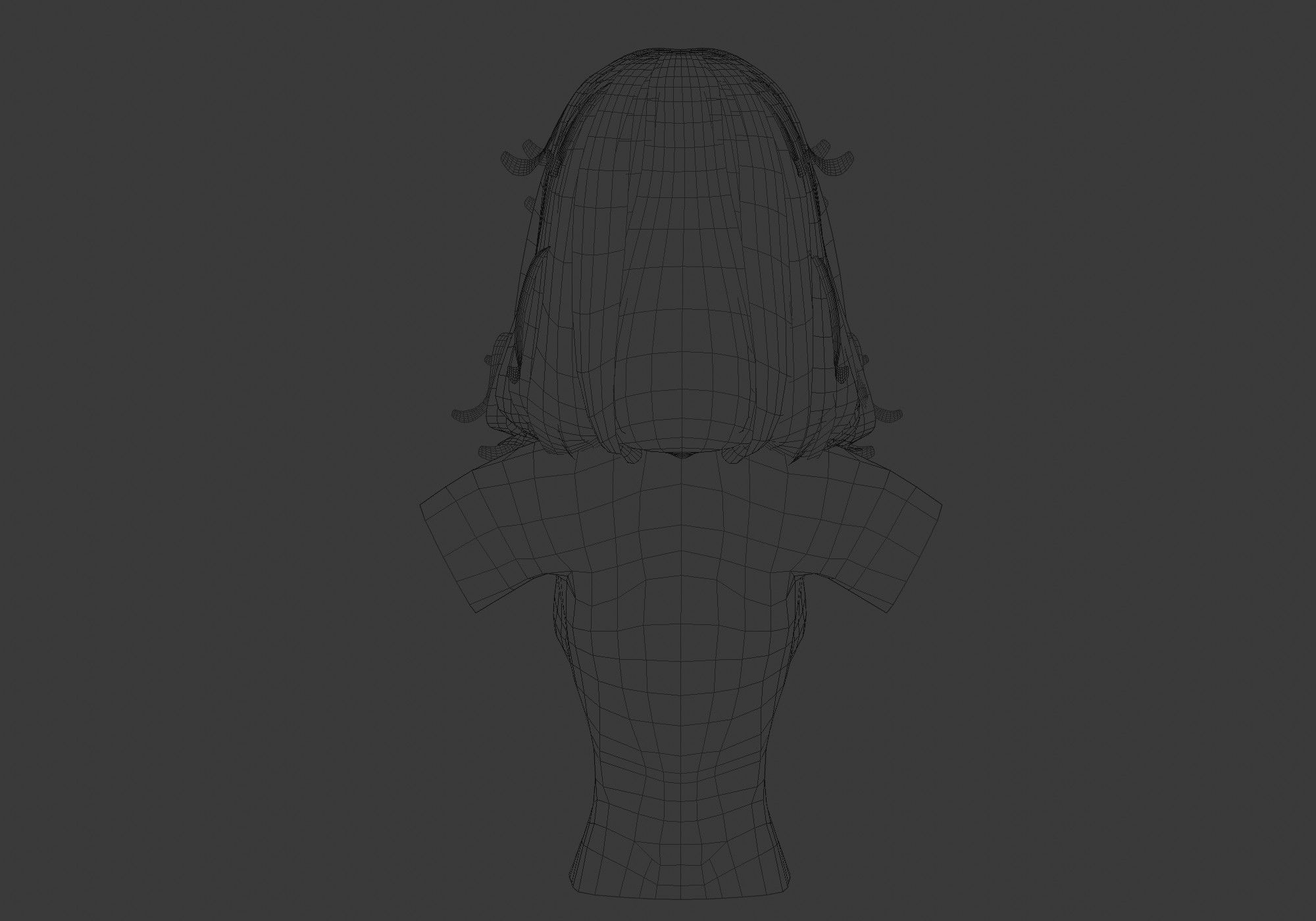 Cute Female Hairstyle Low-poly 3D model_9