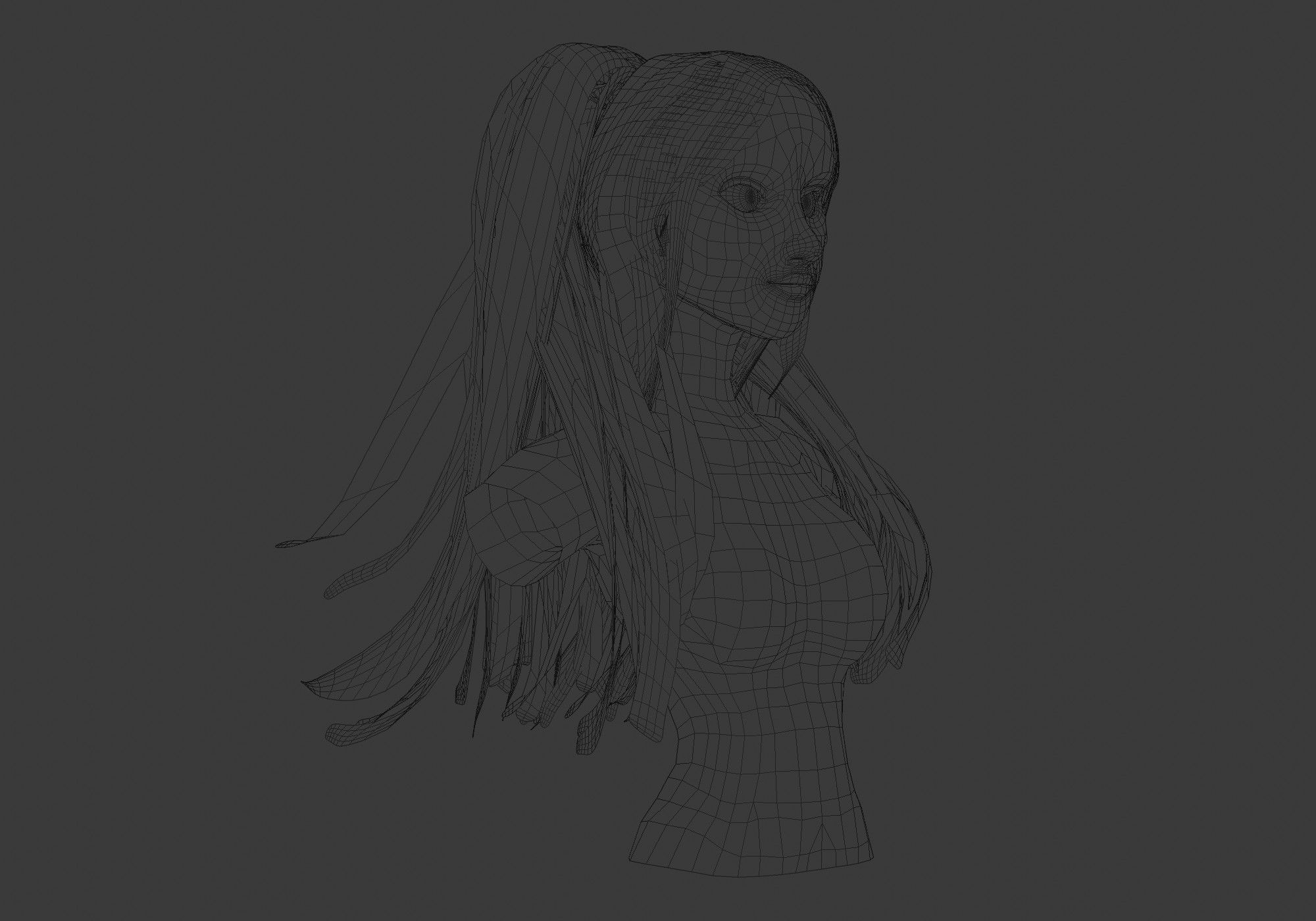 Curtain Female Hairstyle 3D model_6