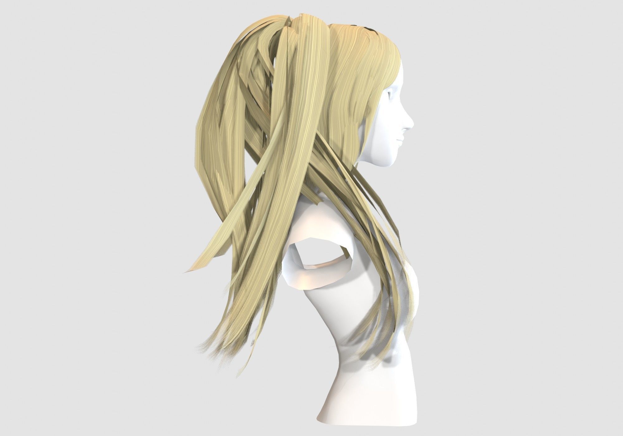 Curtain Female Hairstyle 3D model_2