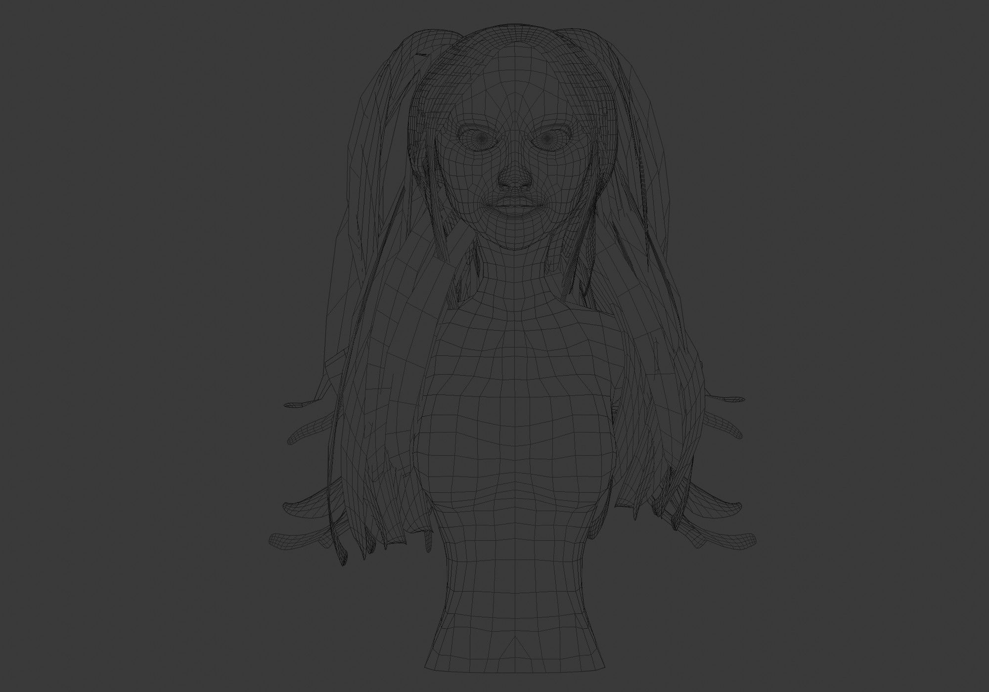 Curtain Female Hairstyle 3D model_5