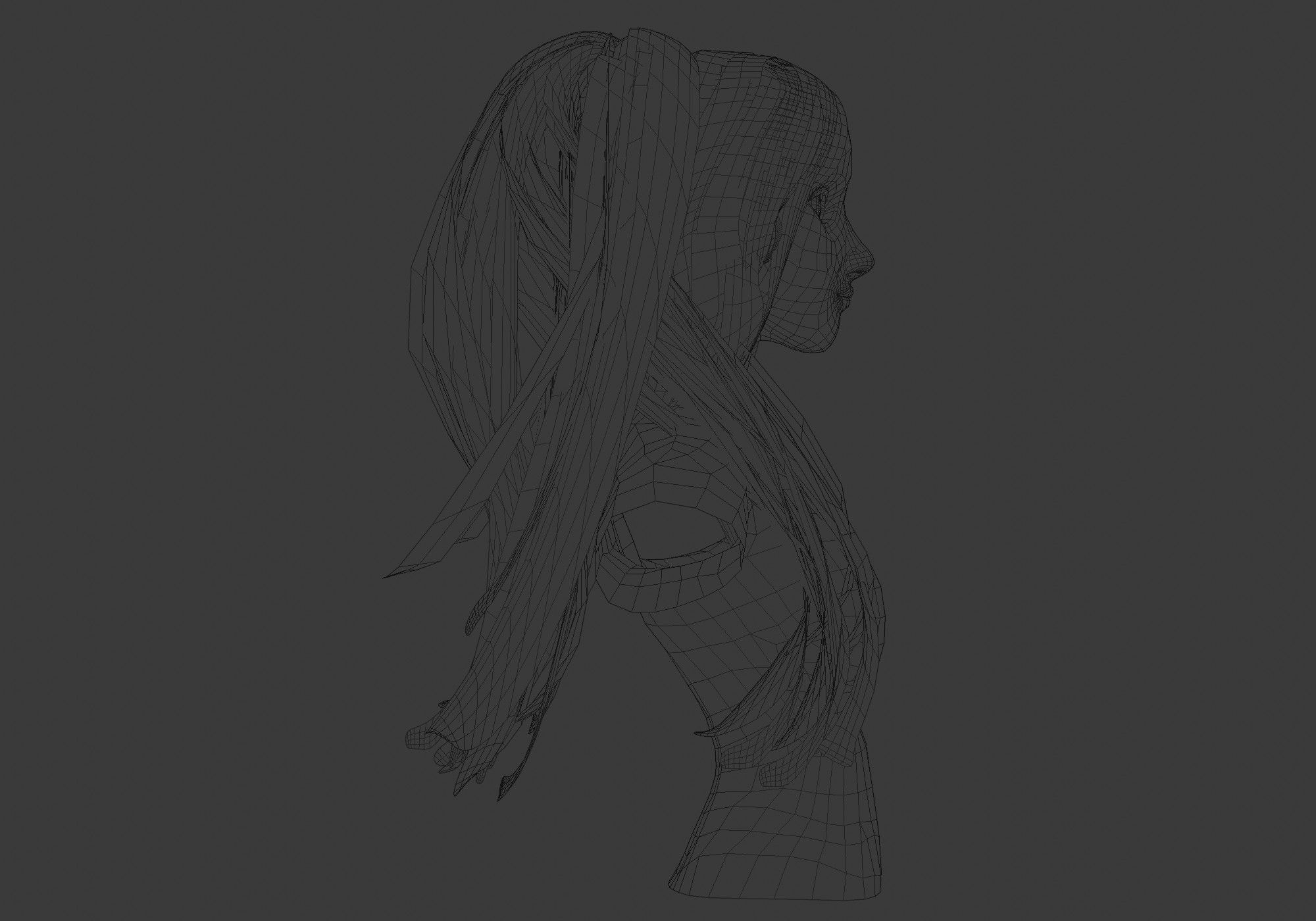 Curtain Female Hairstyle 3D model_7