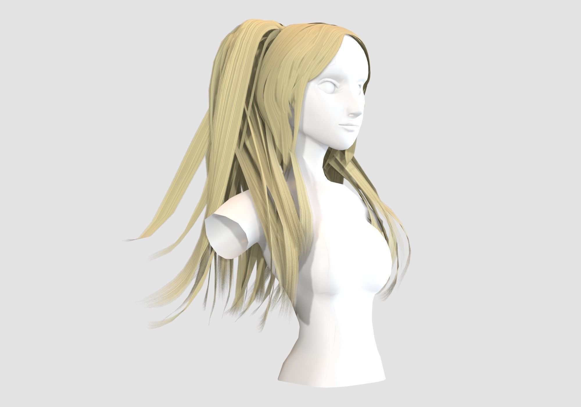 Curtain Female Hairstyle 3D model_1