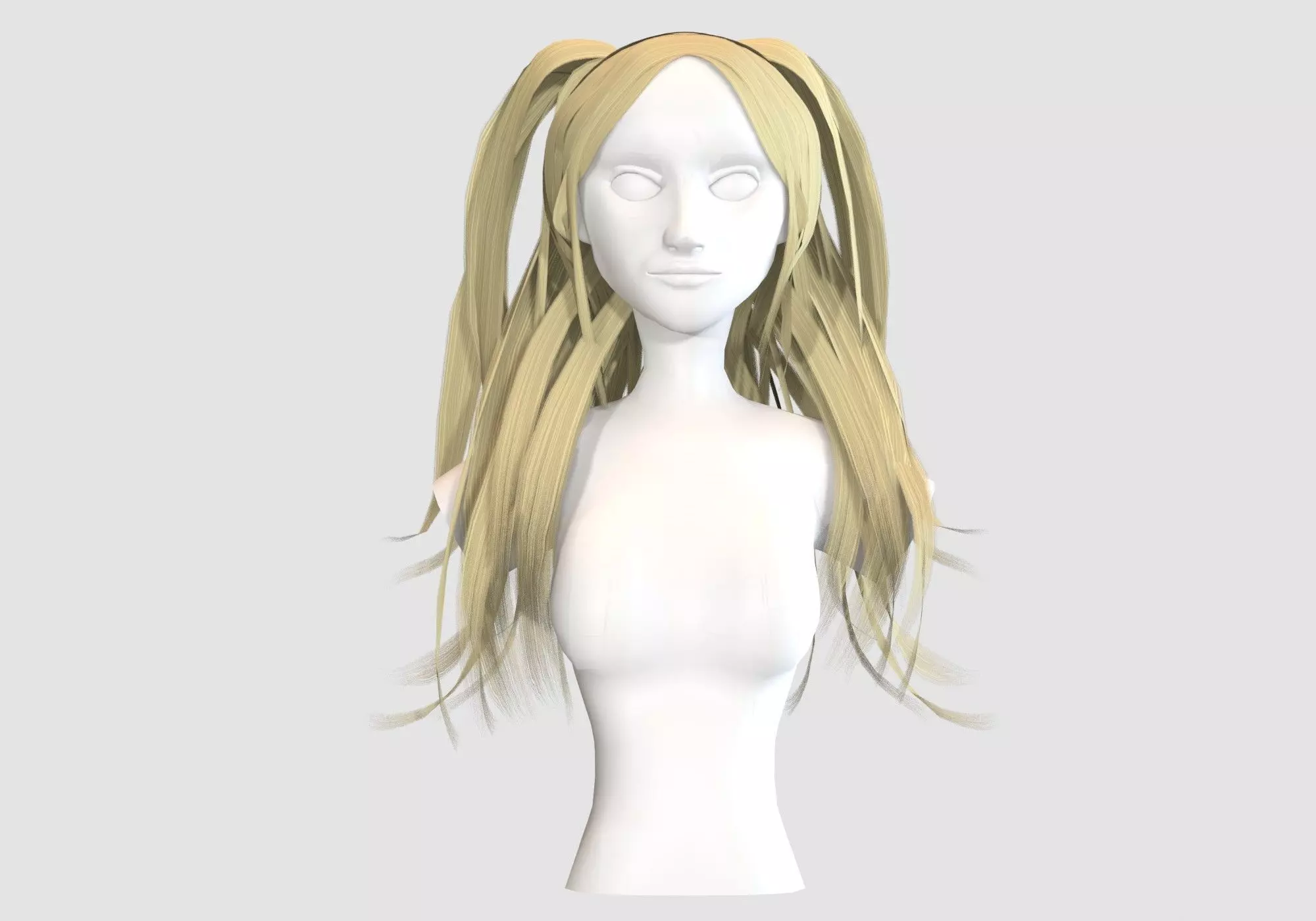 Curtain Female Hairstyle 3D model_0