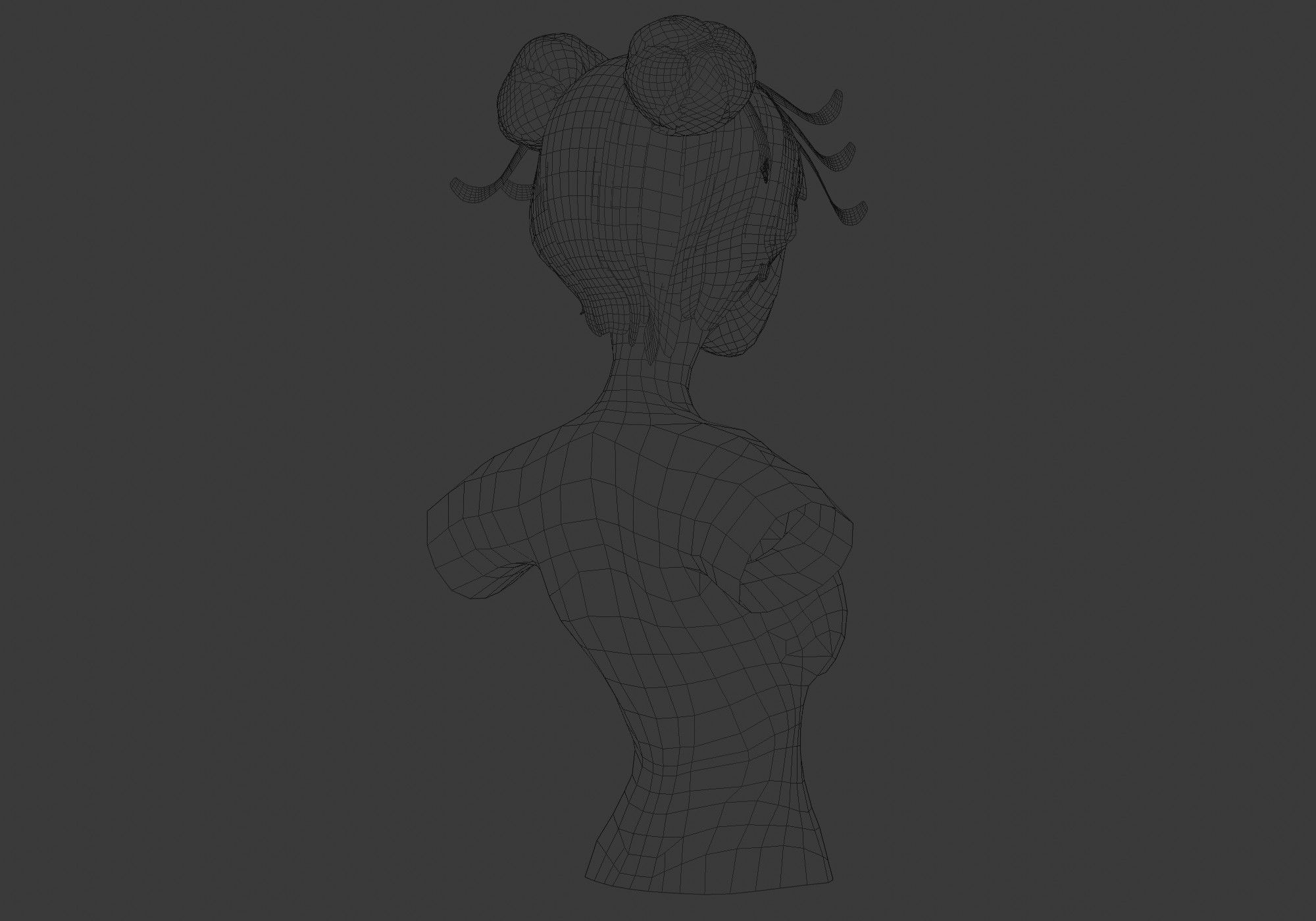 Bun Bangs Hairstyle  3D model_8