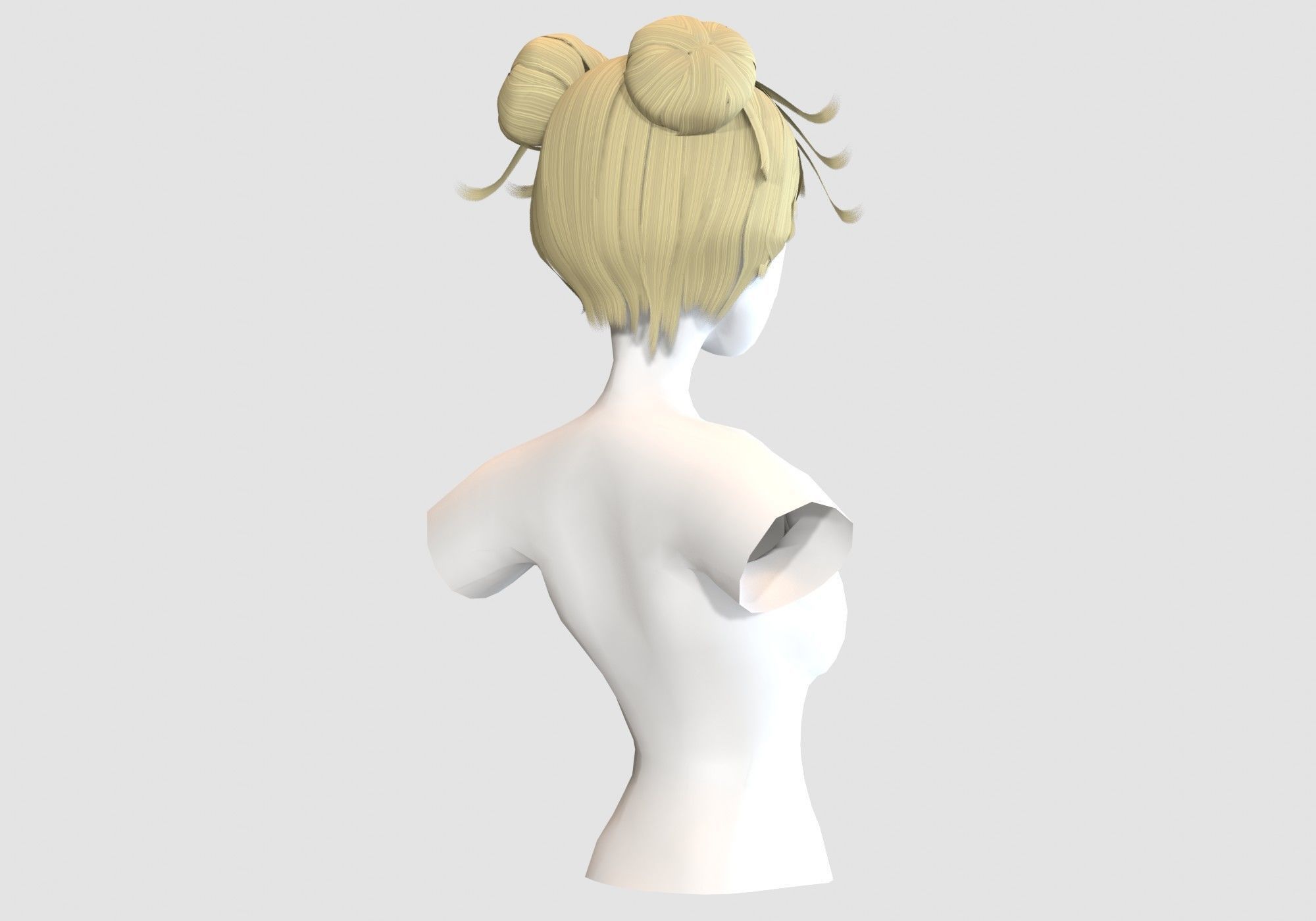 Bun Bangs Hairstyle  3D model_3