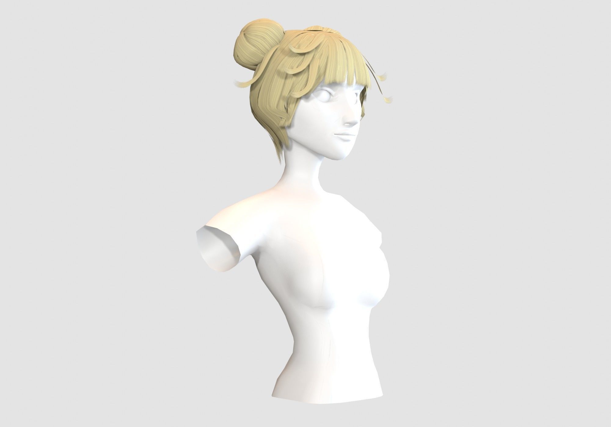 Bun Bangs Hairstyle  3D model_1