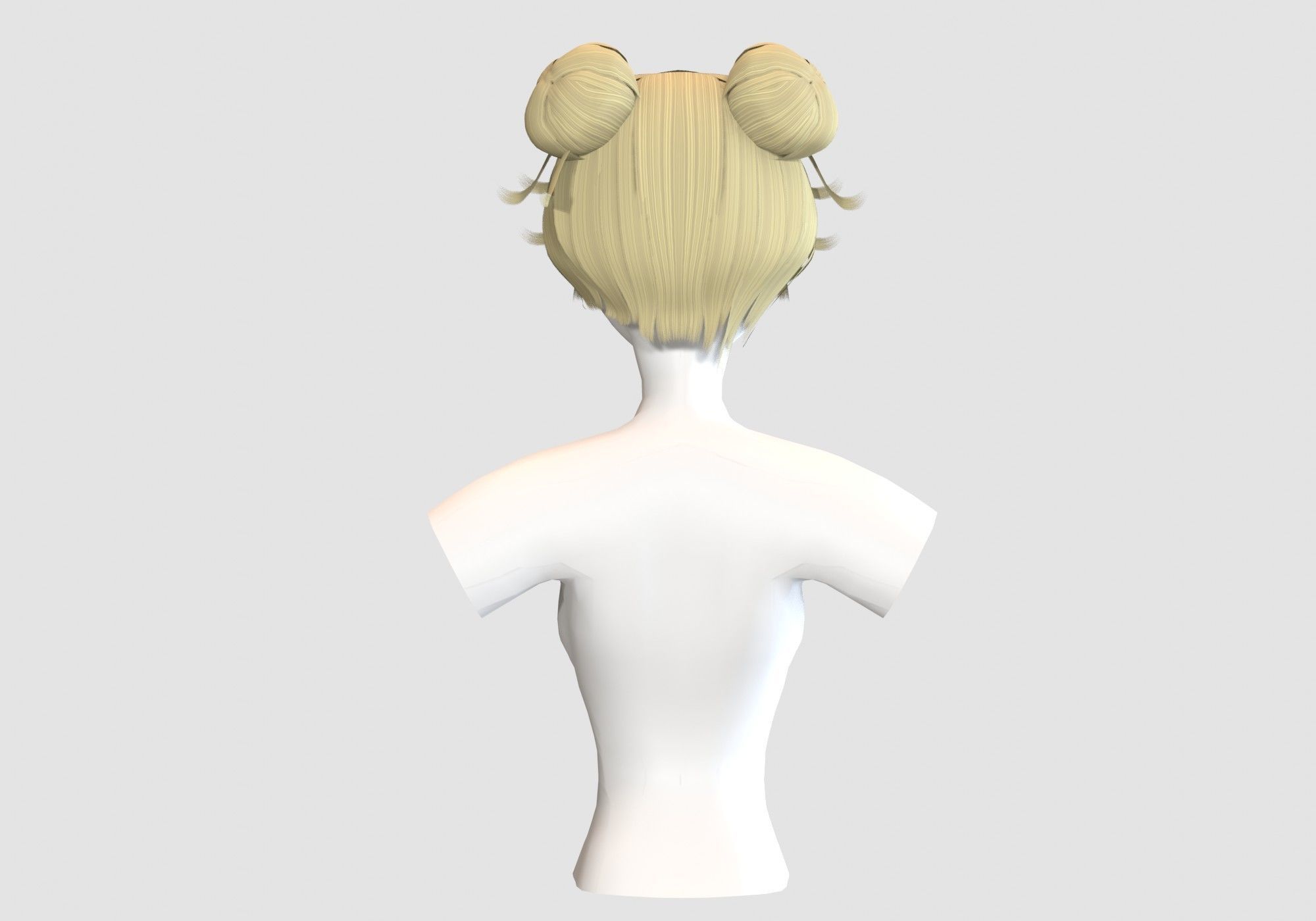Bun Bangs Hairstyle  3D model_4