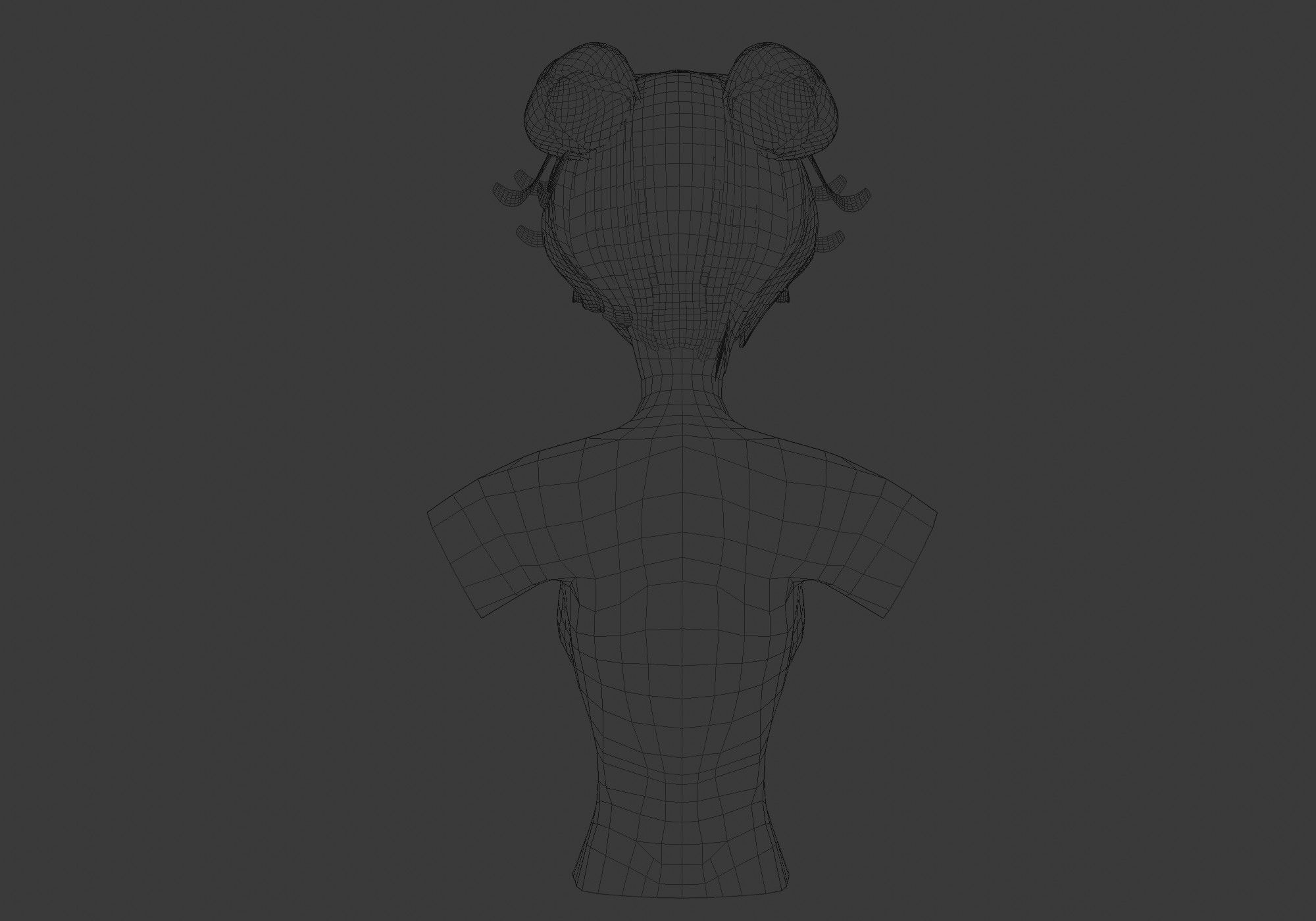 Bun Bangs Hairstyle  3D model_9