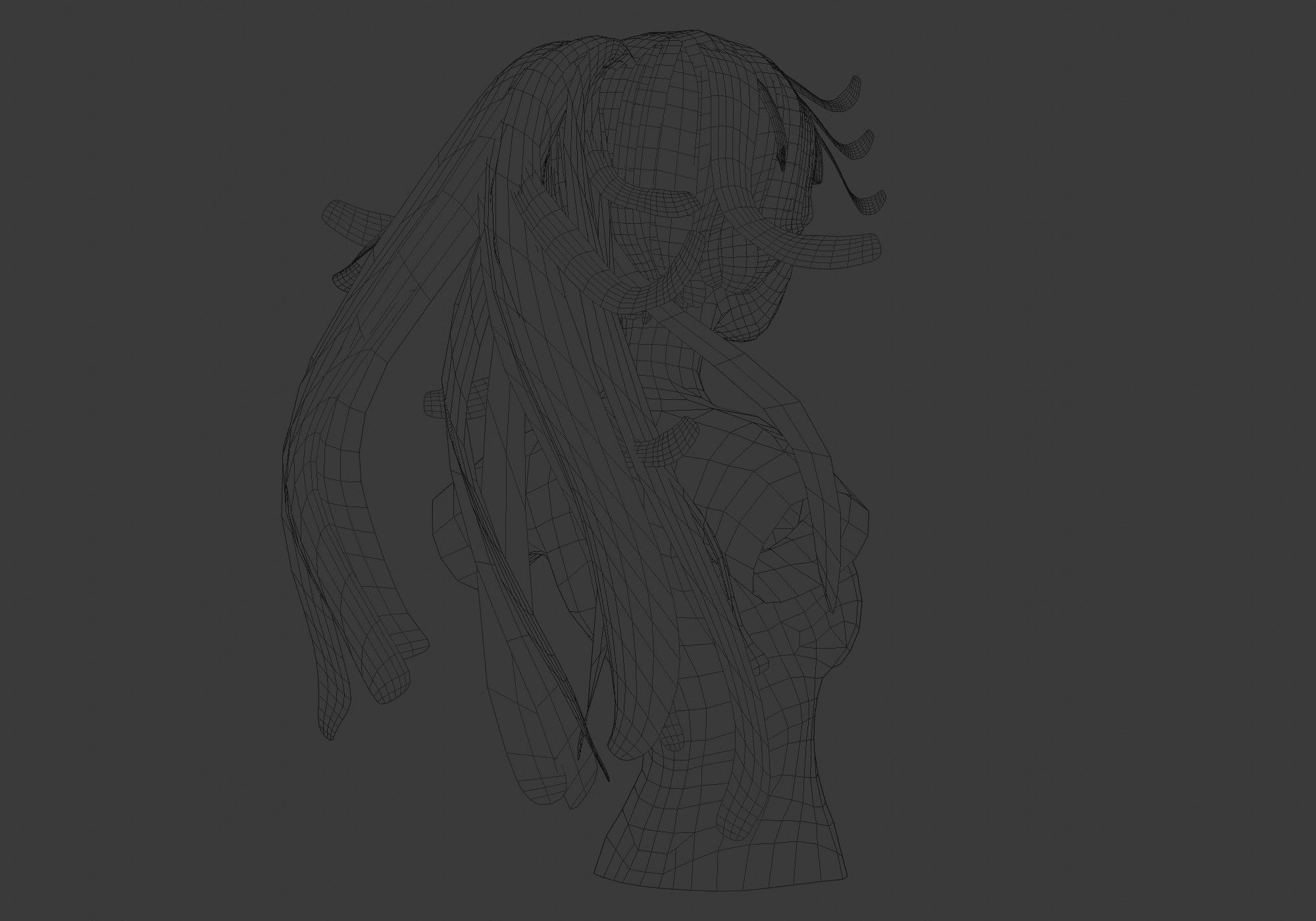 Bangs Stylized Hairstyle  3D model_8