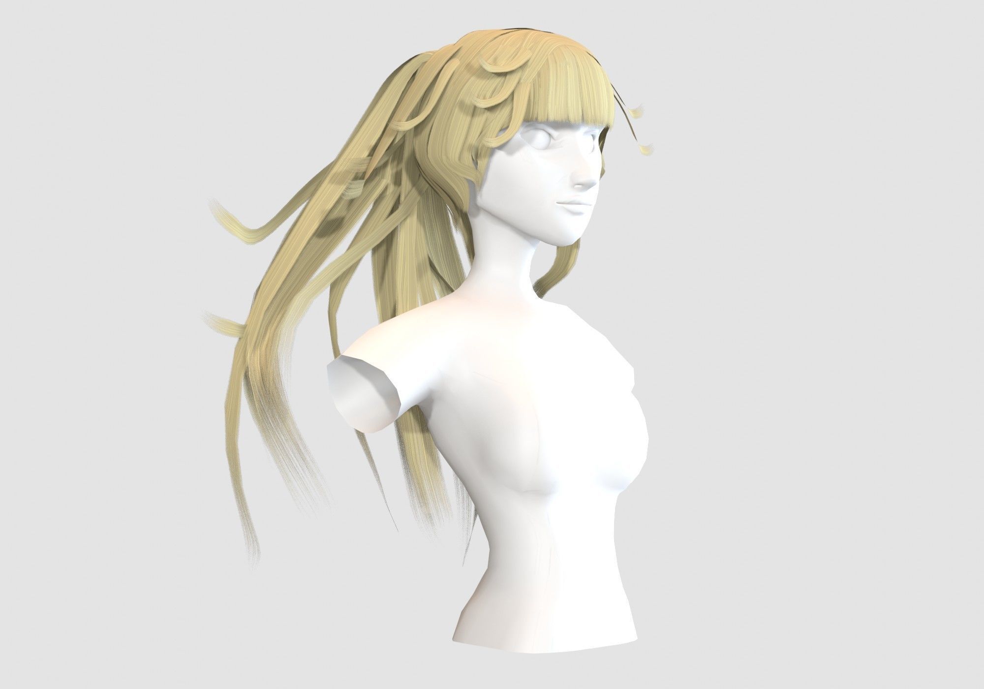 Bangs Stylized Hairstyle  3D model_1