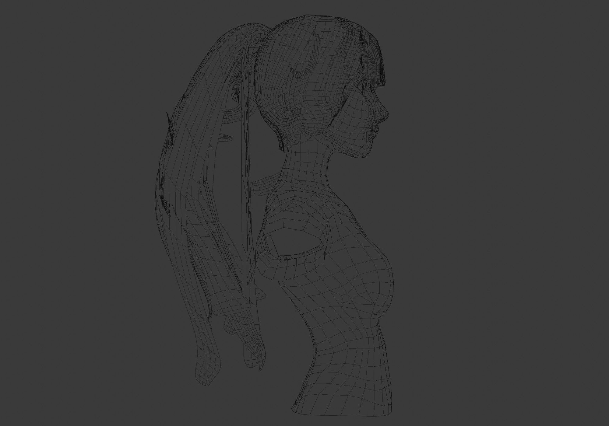 Bangs Stylized Hairstyle  3D model_7