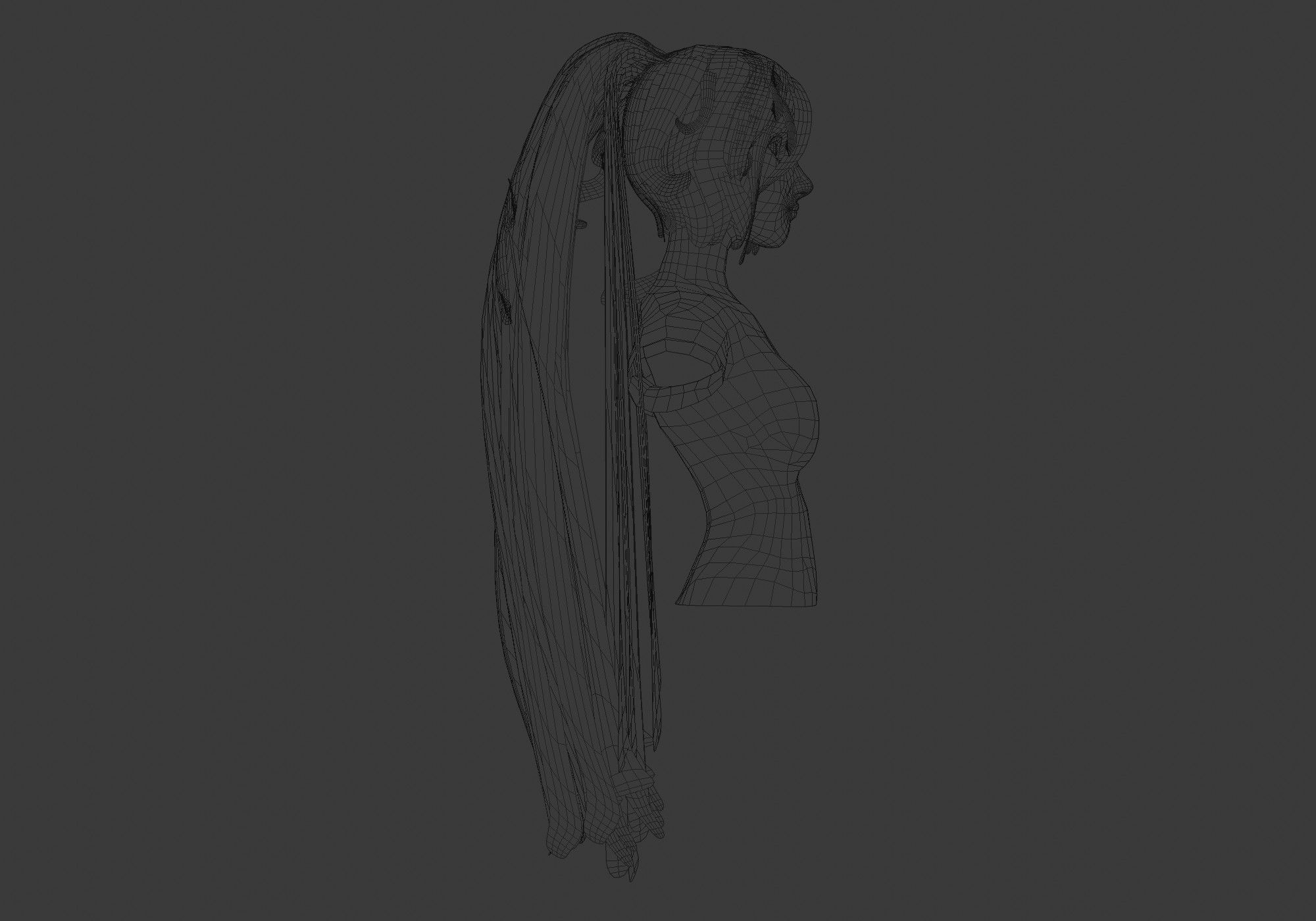 Anime Female Hairstyle  3D model_7