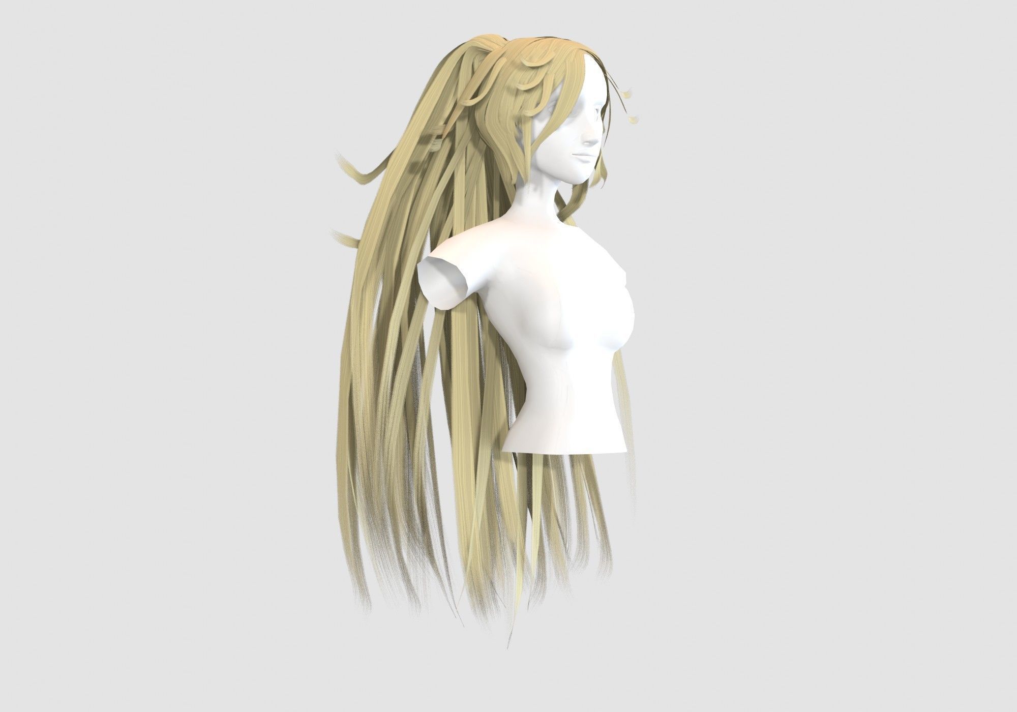 Anime Female Hairstyle  3D model_1