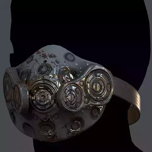 Gas mask helmet 3d model scifi Low-poly 