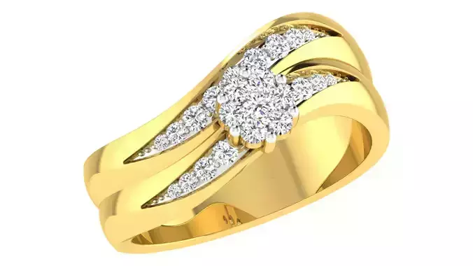 Women Engagement Bypass Band Ring 3dm STL OBJ FBX Render Details