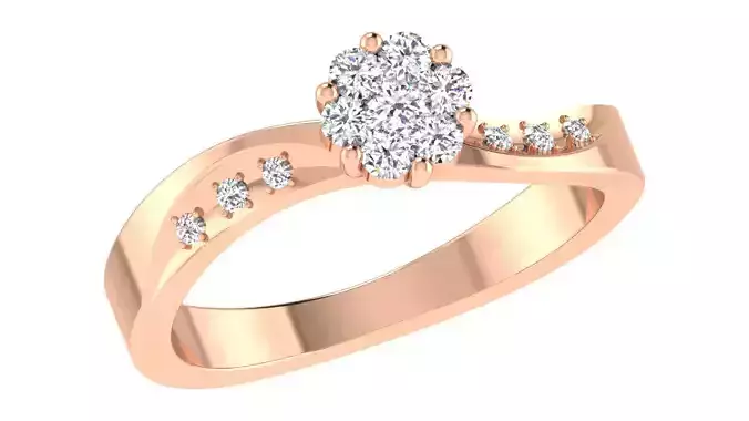 Women Bypass Flower Band Ring 3dm STL OBJ FBX Renders Details 3D print model
