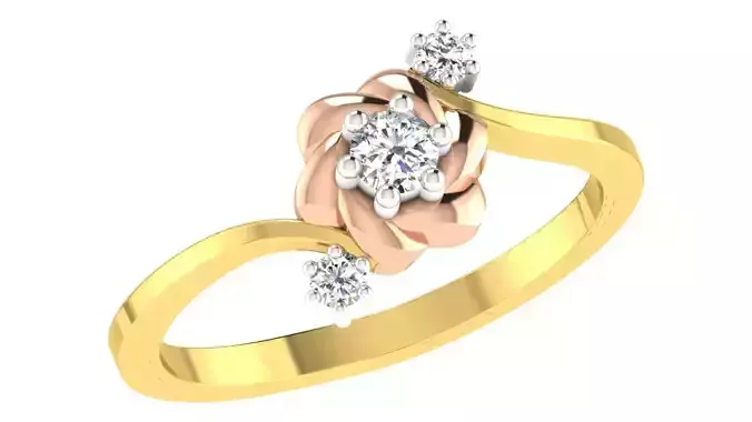 Women Flower Bypass Band Ring 3dm STL OBJ FBX Renders Details