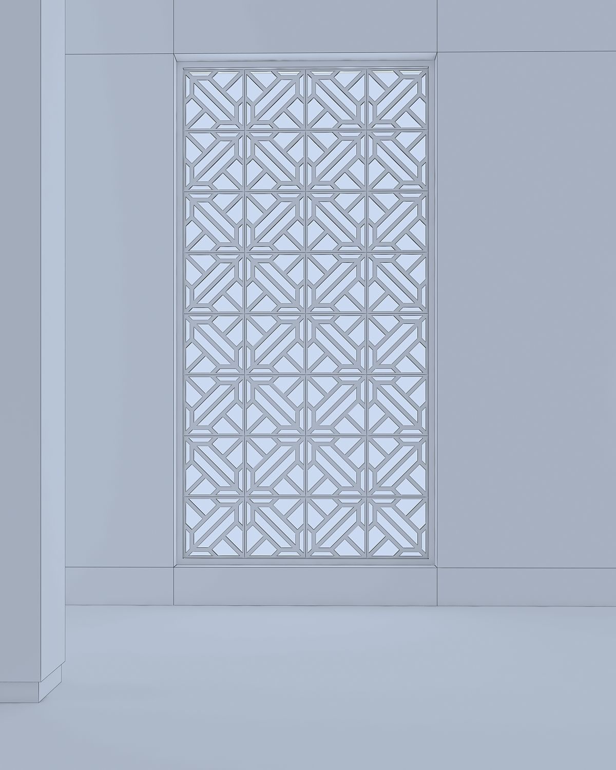 3d screen window with decorative pattern Low-poly 3D model_2