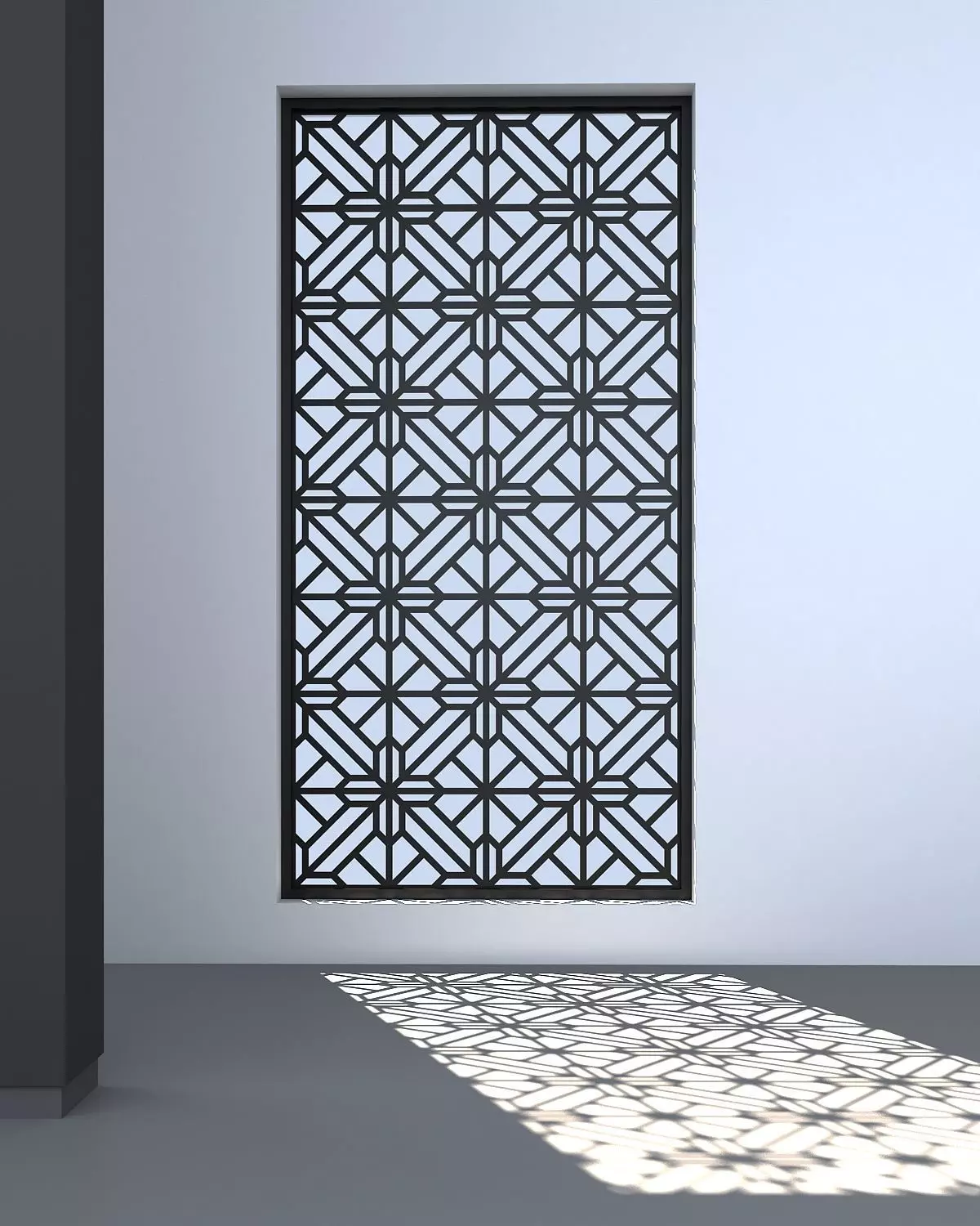 3d screen window with decorative pattern Low-poly 3D model_0