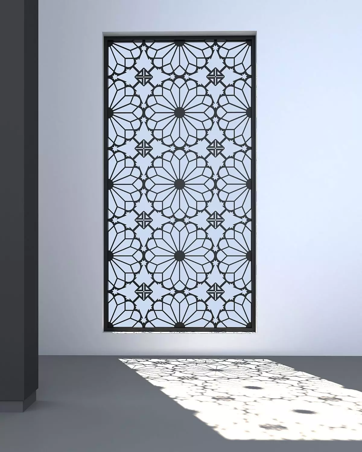 3d screen window with decorative pattern Low-poly 3D model_0