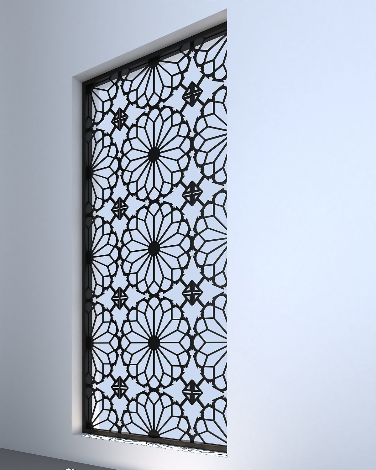 3d screen window with decorative pattern Low-poly 3D model_1