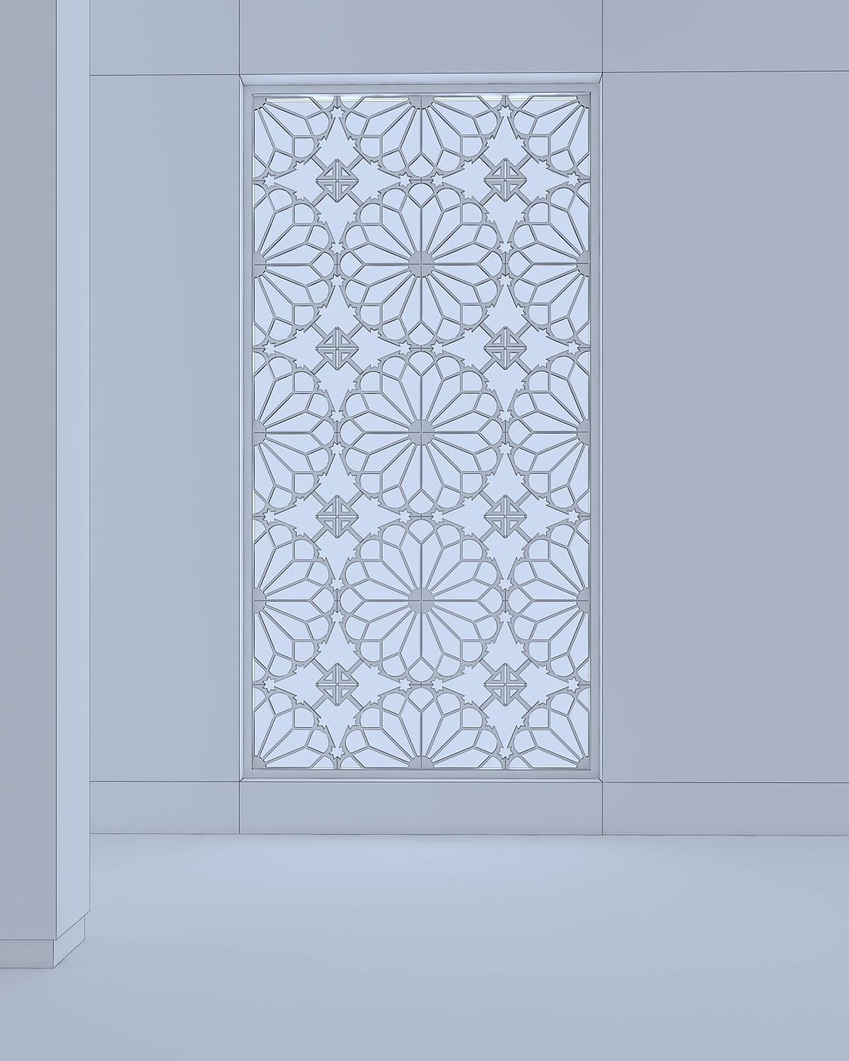 3d screen window with decorative pattern Low-poly 3D model_2
