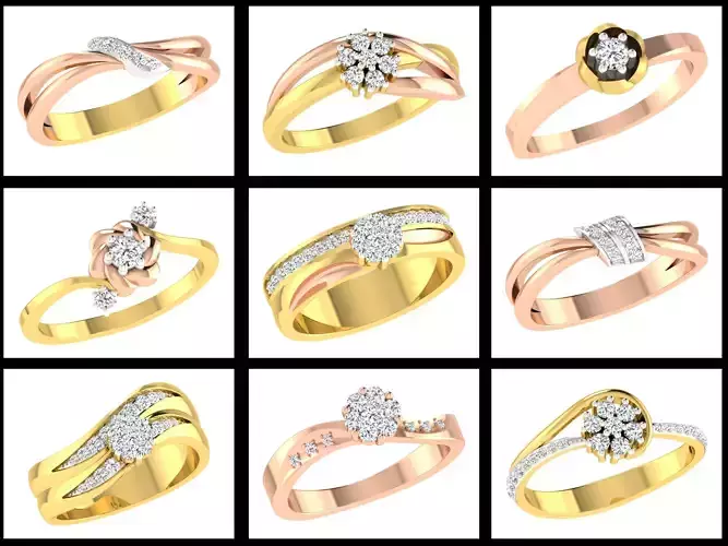 39 Women Band Ring 3dm STL OBJ FBX Renders Details Collection 