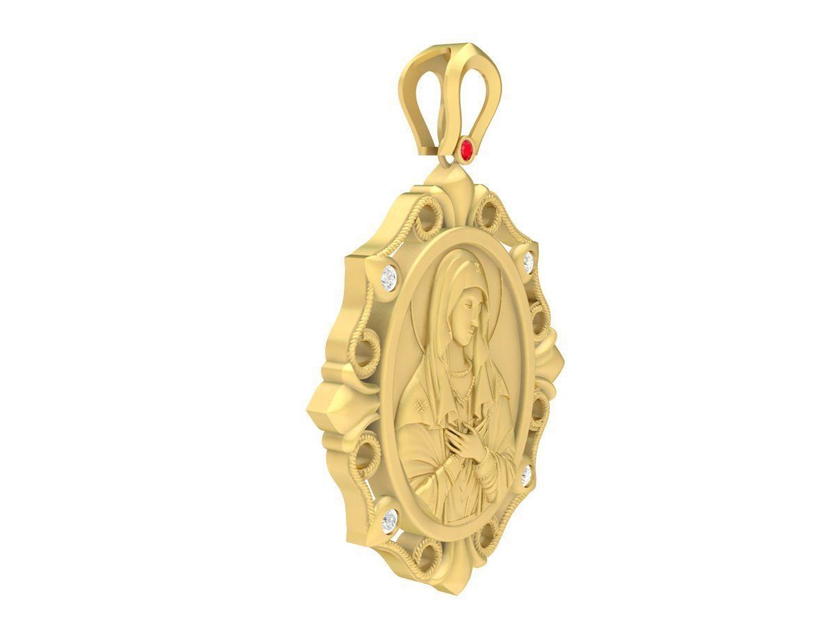 virgin mary pendant 3621 3D print model_4
