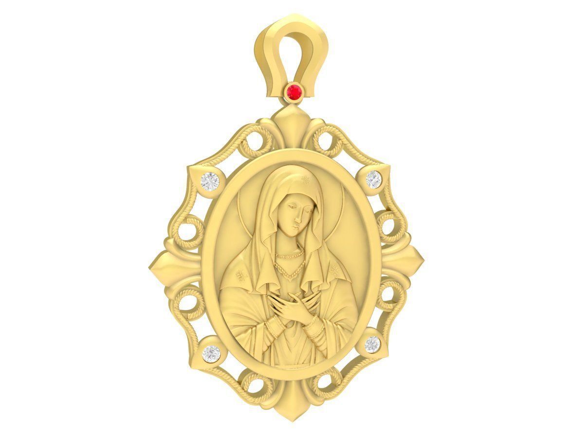 virgin mary pendant 3621 3D print model_1