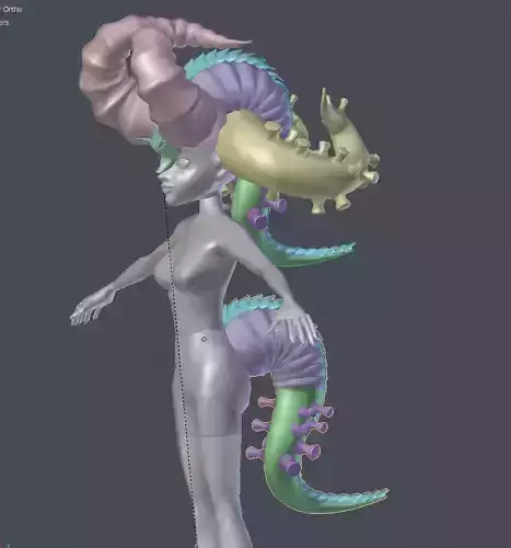 Alein tail and horns 3D model